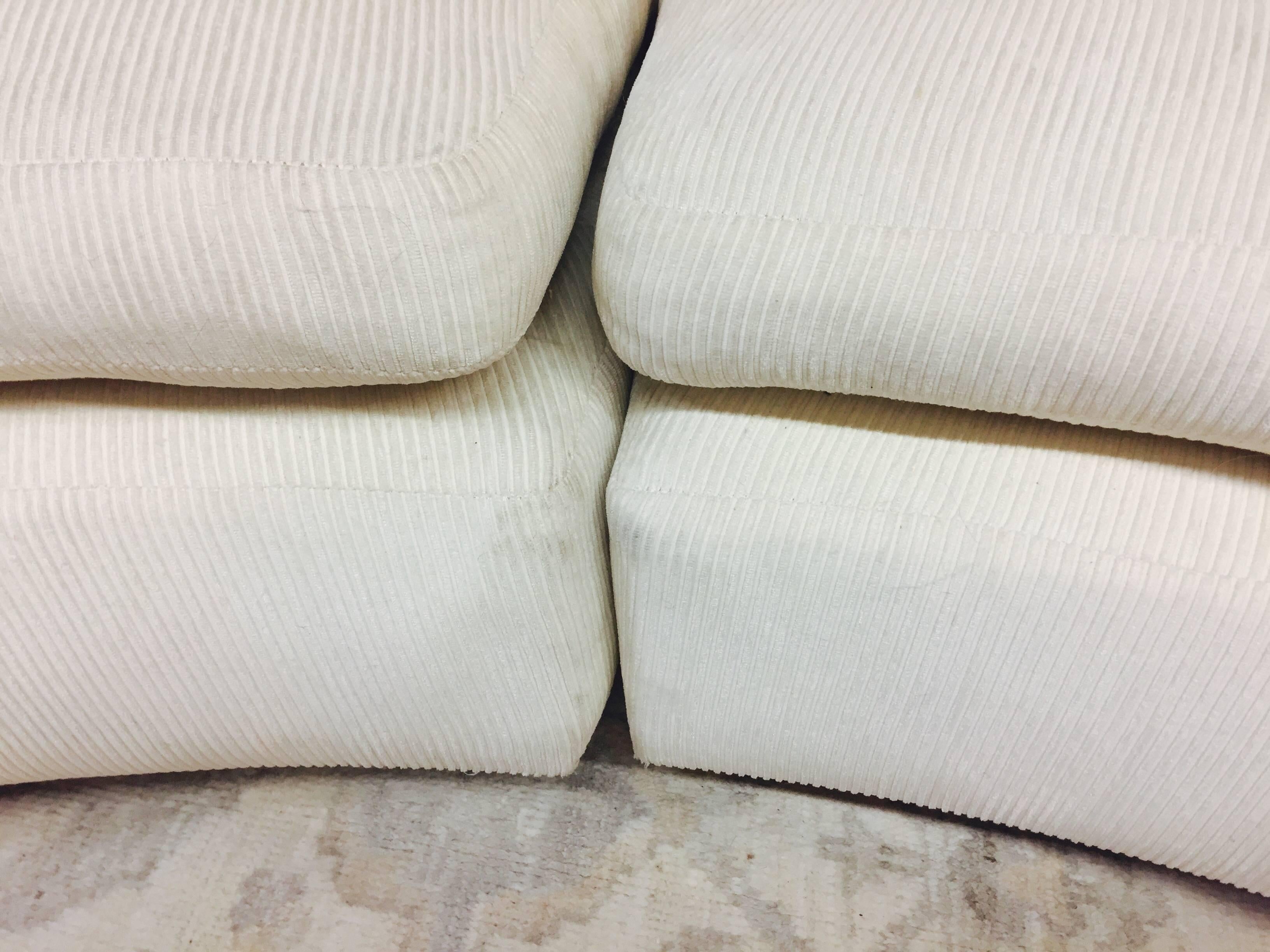 Two-Piece White Semicircular Sectional Sofa by Milo Baughman 1