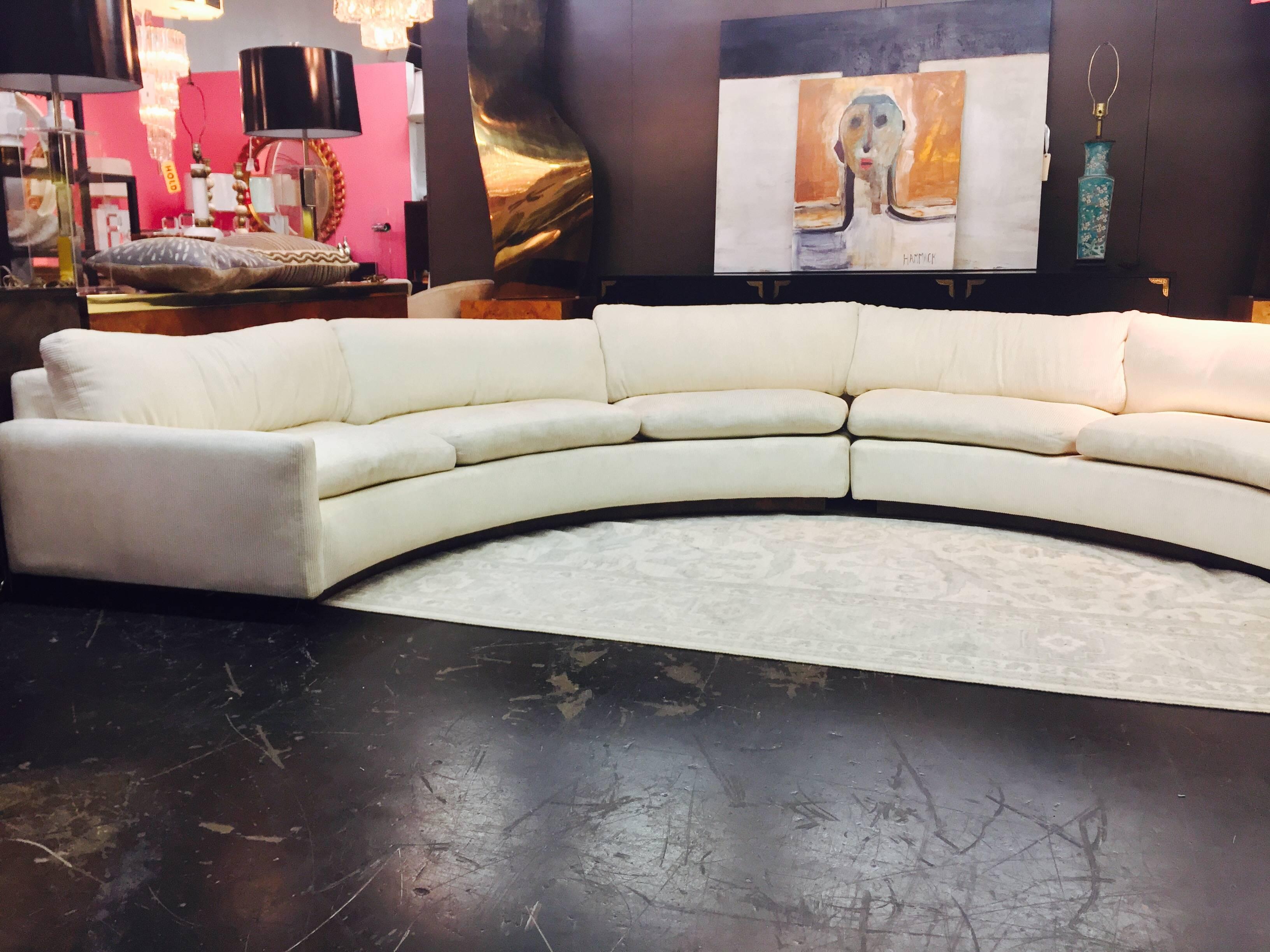 Two-Piece White Semicircular Sectional Sofa by Milo Baughman In Good Condition In Dallas, TX