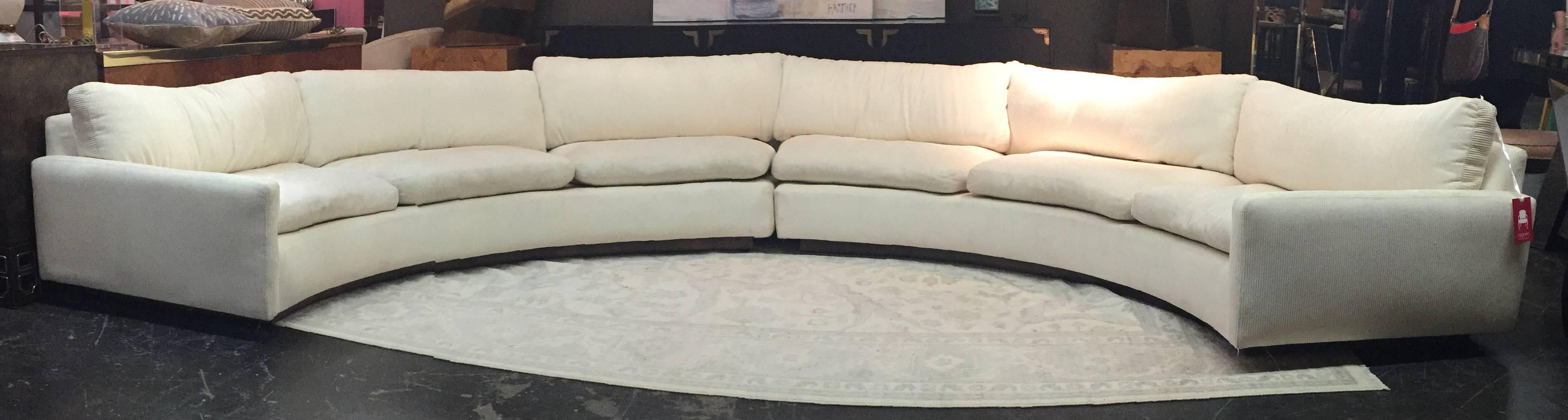 Two-Piece White Semicircular Sectional Sofa by Milo Baughman 4