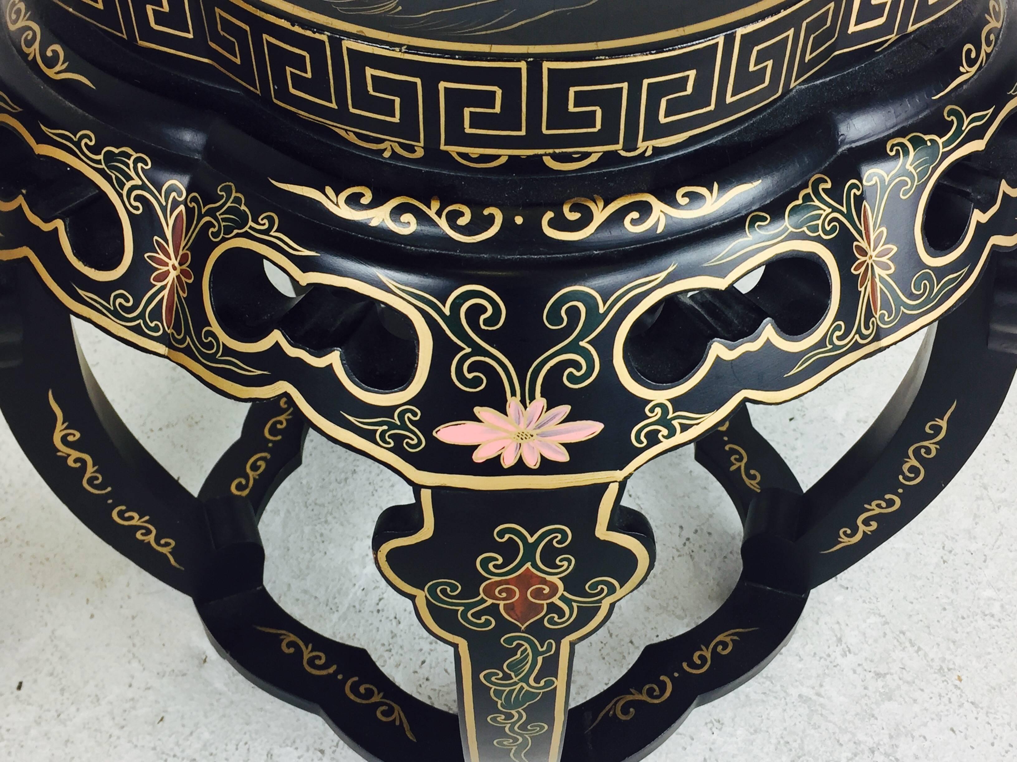 Pair of Lacquered Asian Garden Stools 3