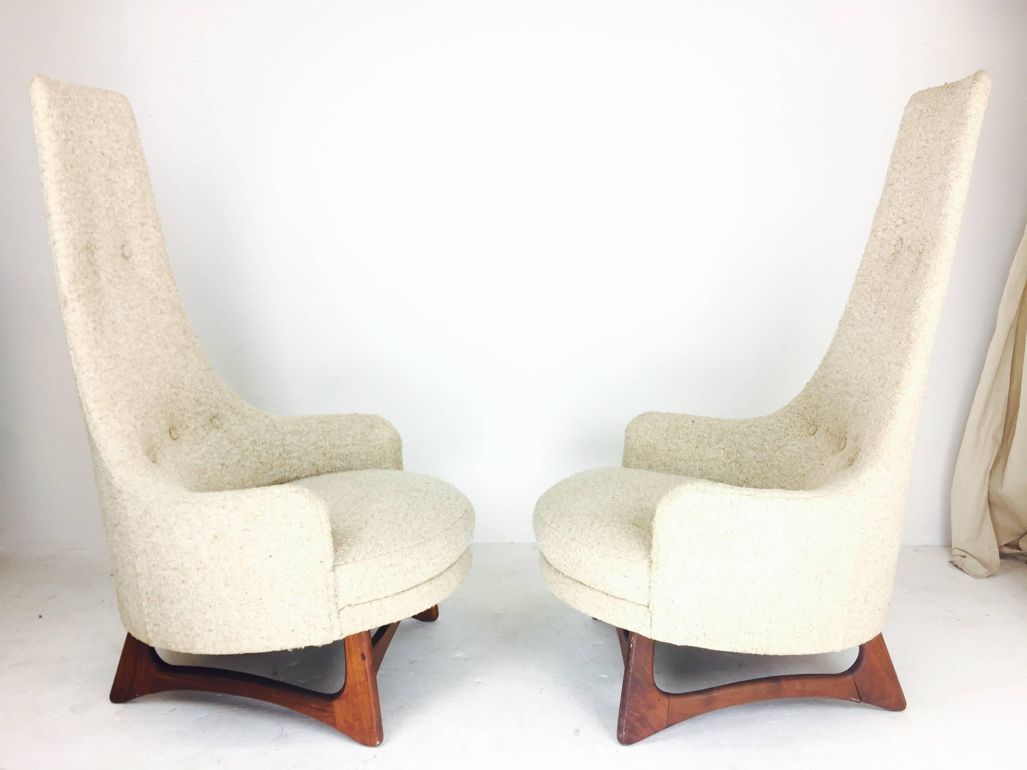 Mid-Century Modern Pair of Tall Back Adrian Pearsall Armchairs for Craft Associates
