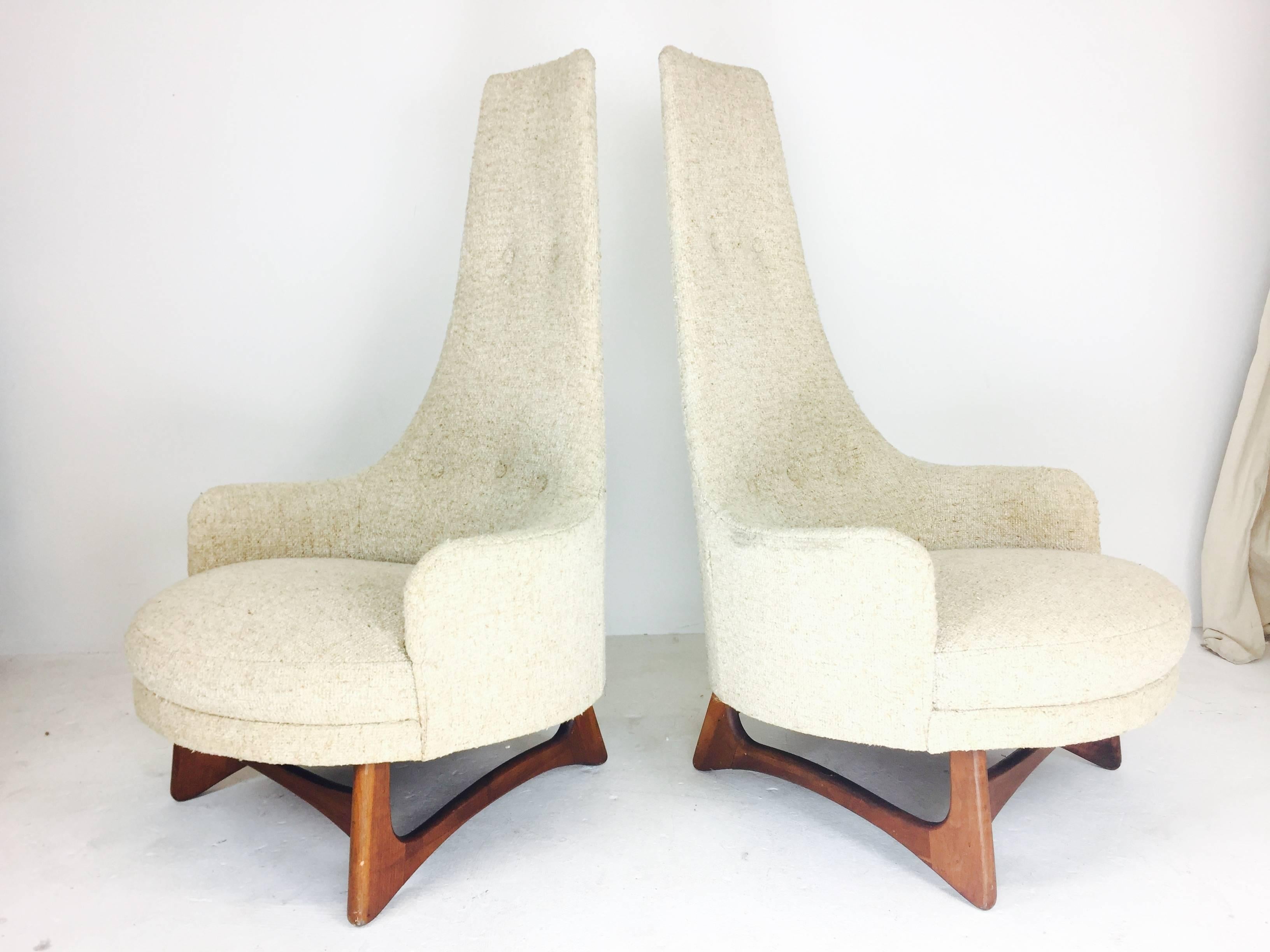 Pair of Tall Back Adrian Pearsall Armchairs for Craft Associates In Good Condition In Dallas, TX
