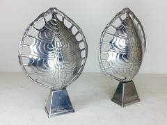 Pair of Cast Aluminum Tortoise Shell Lamps by Arthur Court
