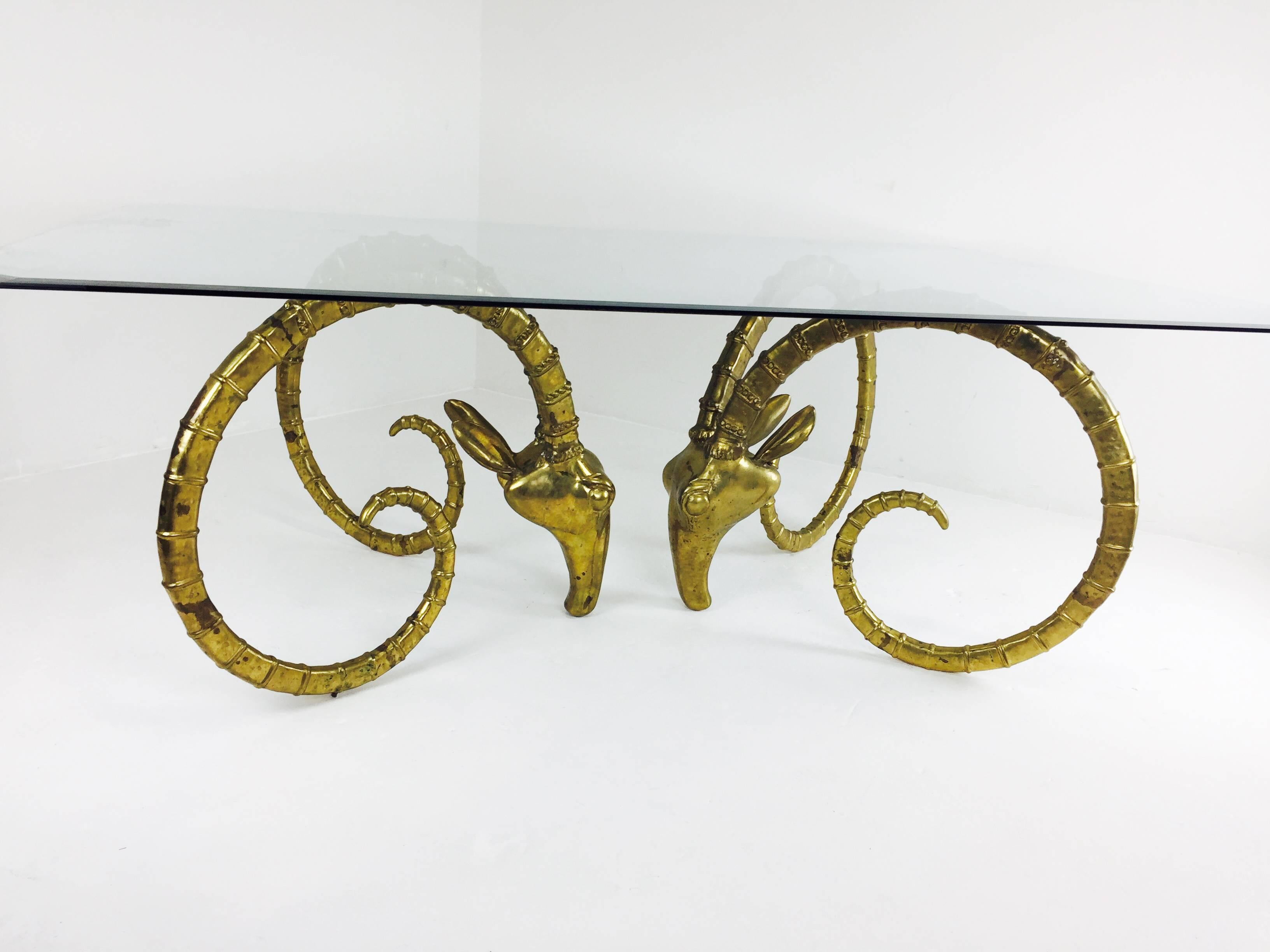 20th Century Brass Ram's Head or Ibex Dining Table