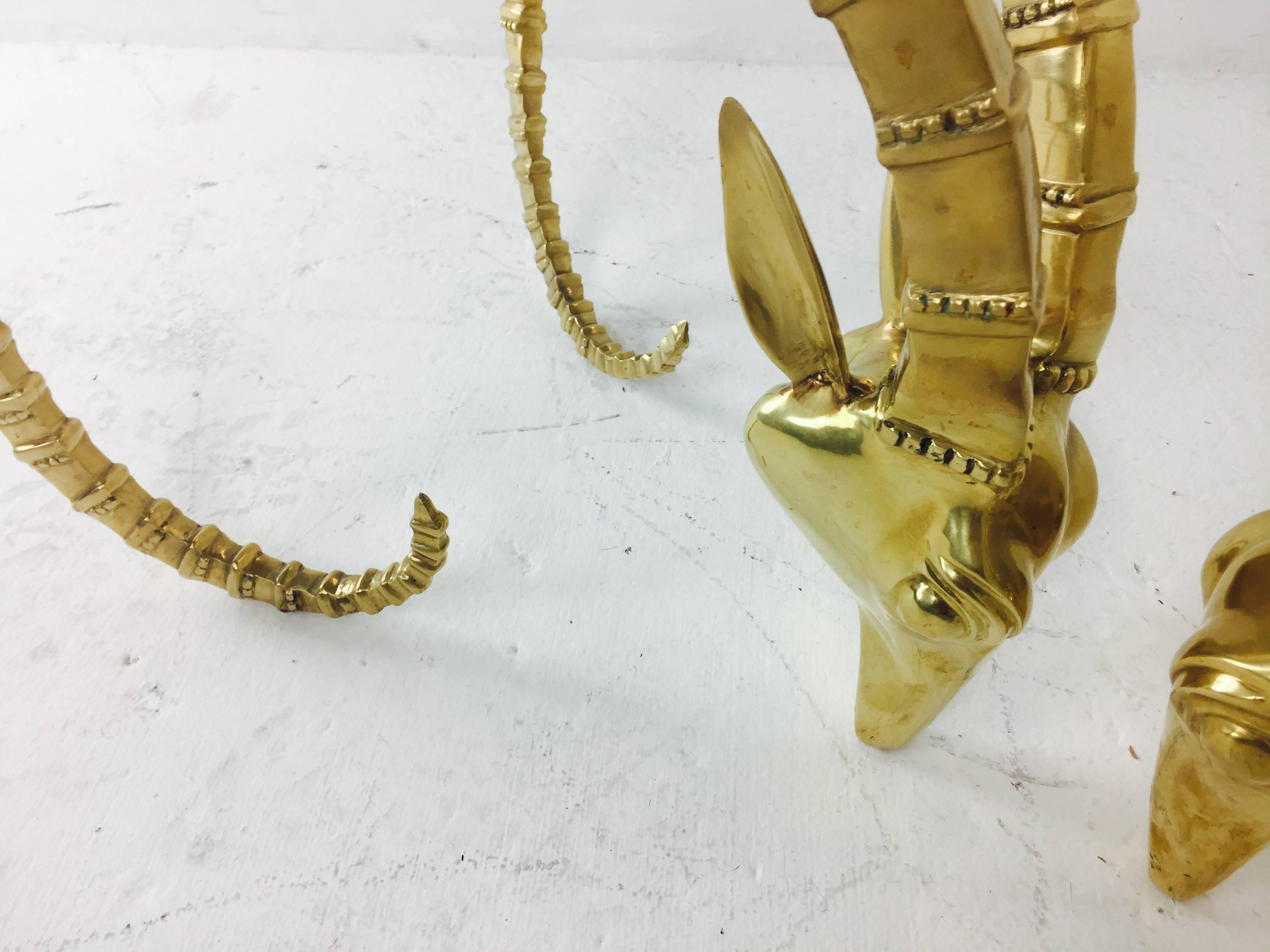 Brass Ram's Head or Ibex Coffee Table In Good Condition In Dallas, TX