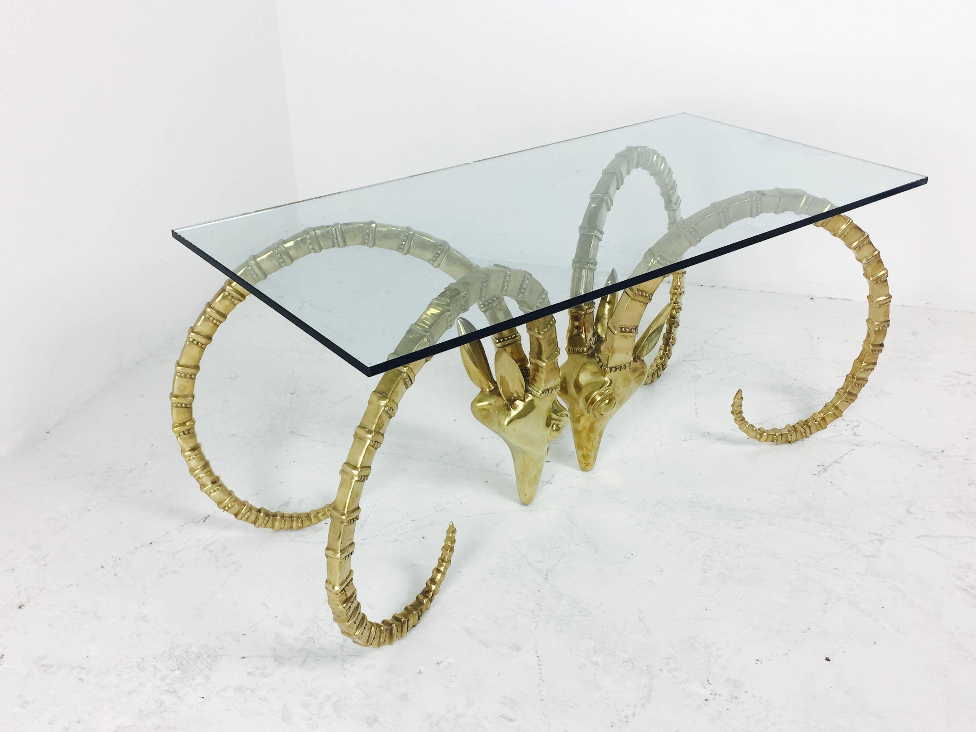 20th Century Brass Ram's Head or Ibex Coffee Table