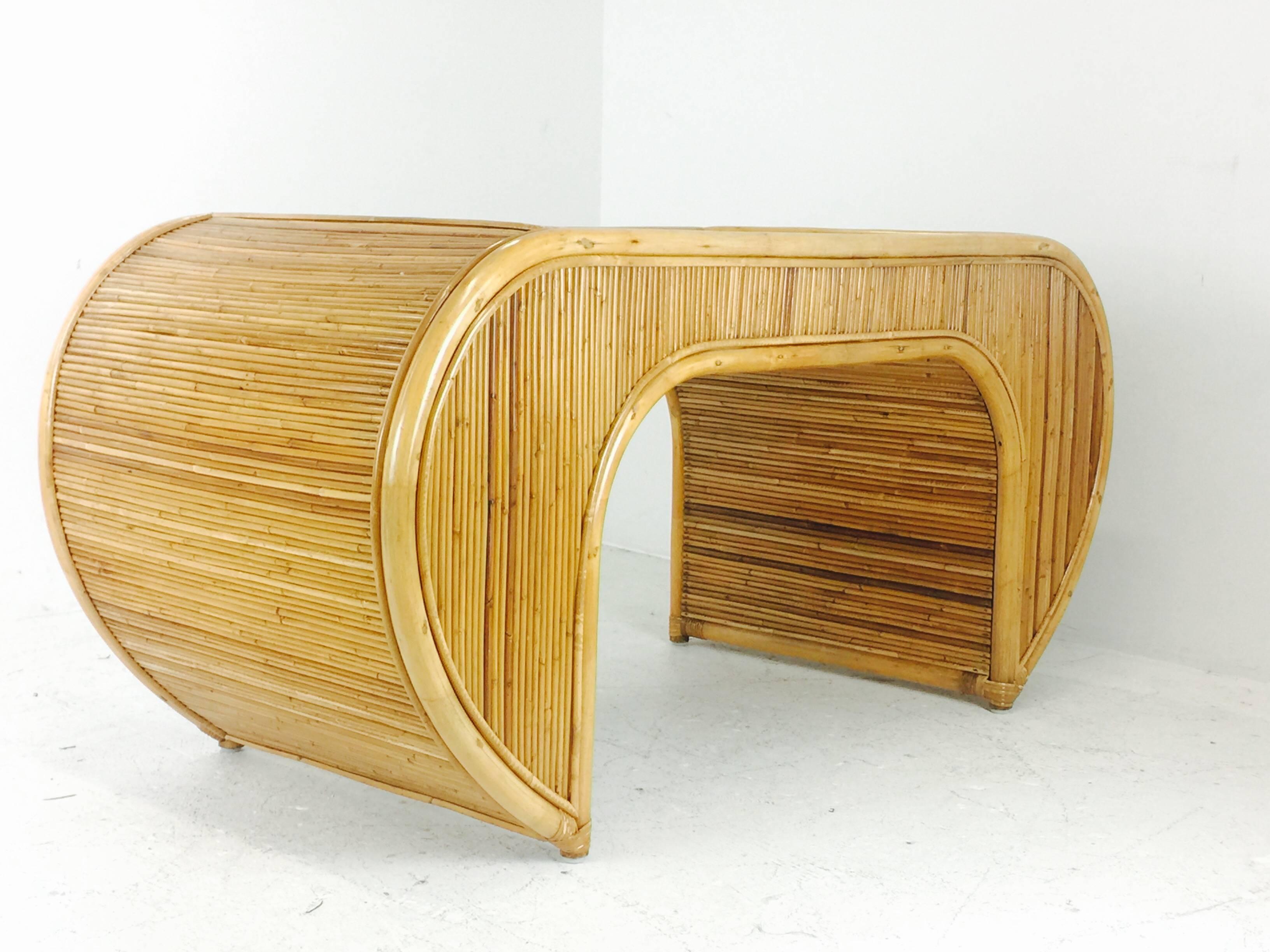 Round Rattan Desk in the Style of Gabriella Crespi 3