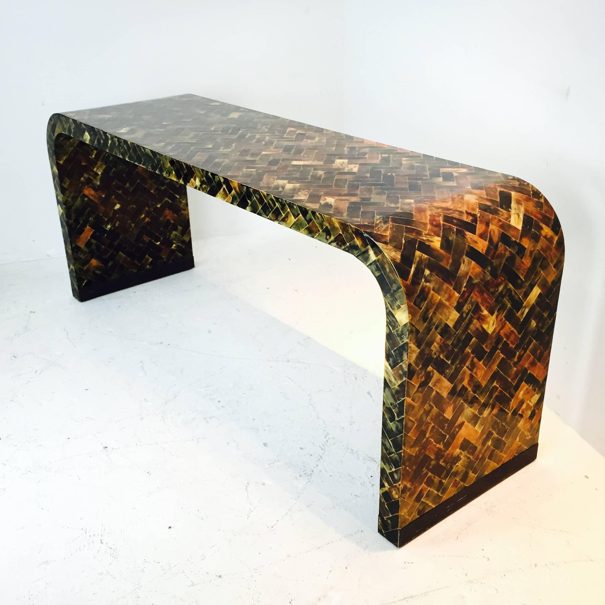 Mid-Century Modern Tessellated Horn Console Table