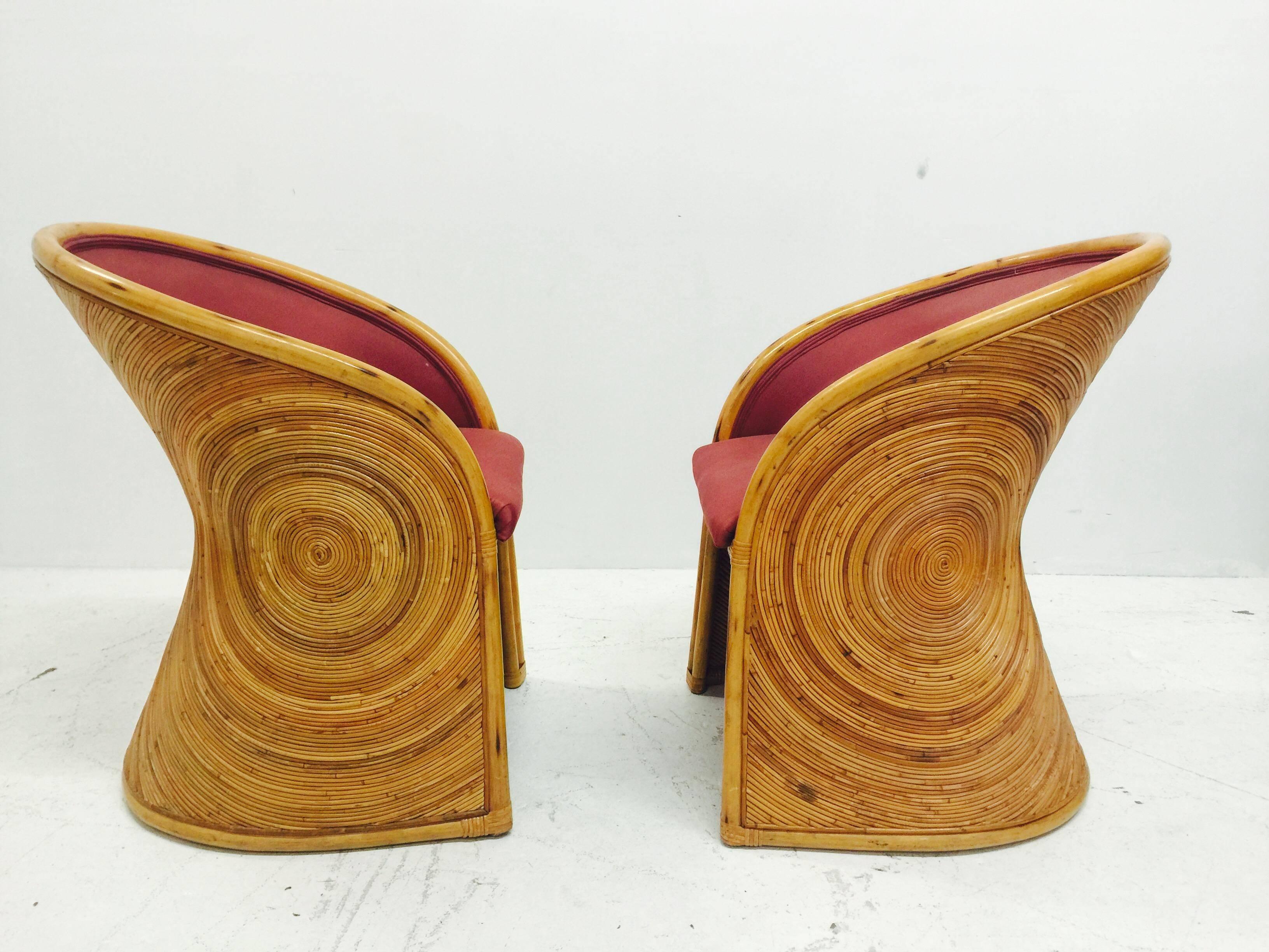 Mid-Century Modern Pair of Adrian Pearsall for Comfort Rattan Chairs