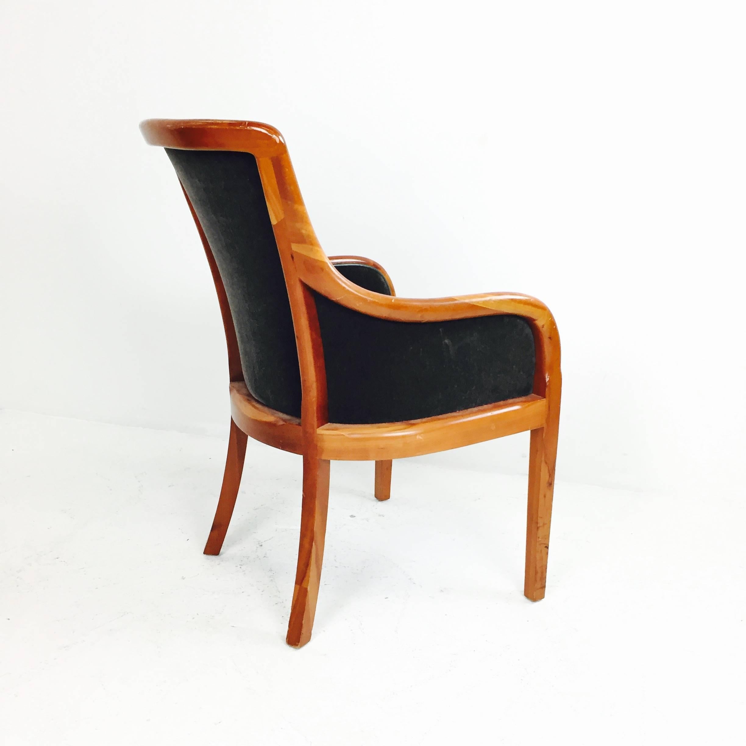 20th Century Pair of Mohair and Cherrywood Chairs by Zographas