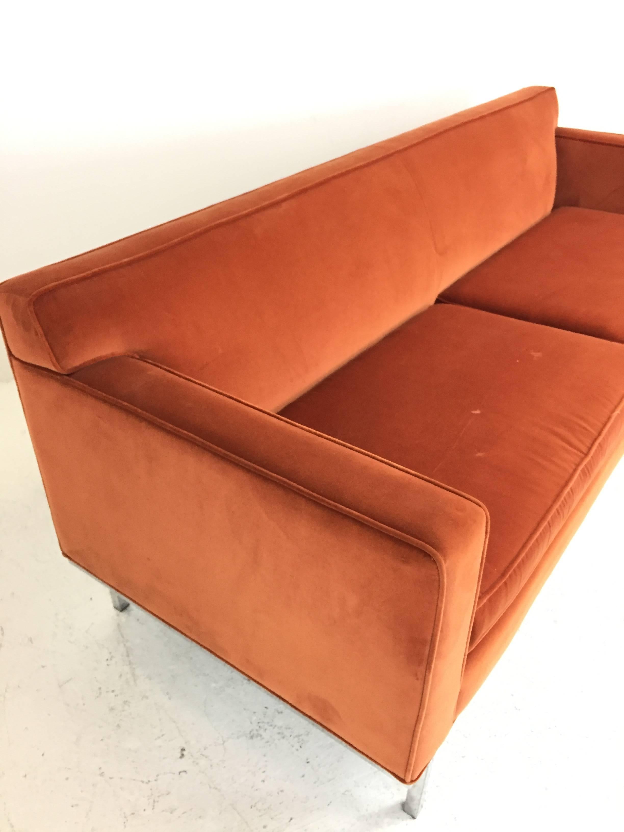 velvet orange sofa