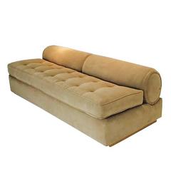 Bolster Back Slipper Sofa in the Style of Milo Baughman by Marge Carson