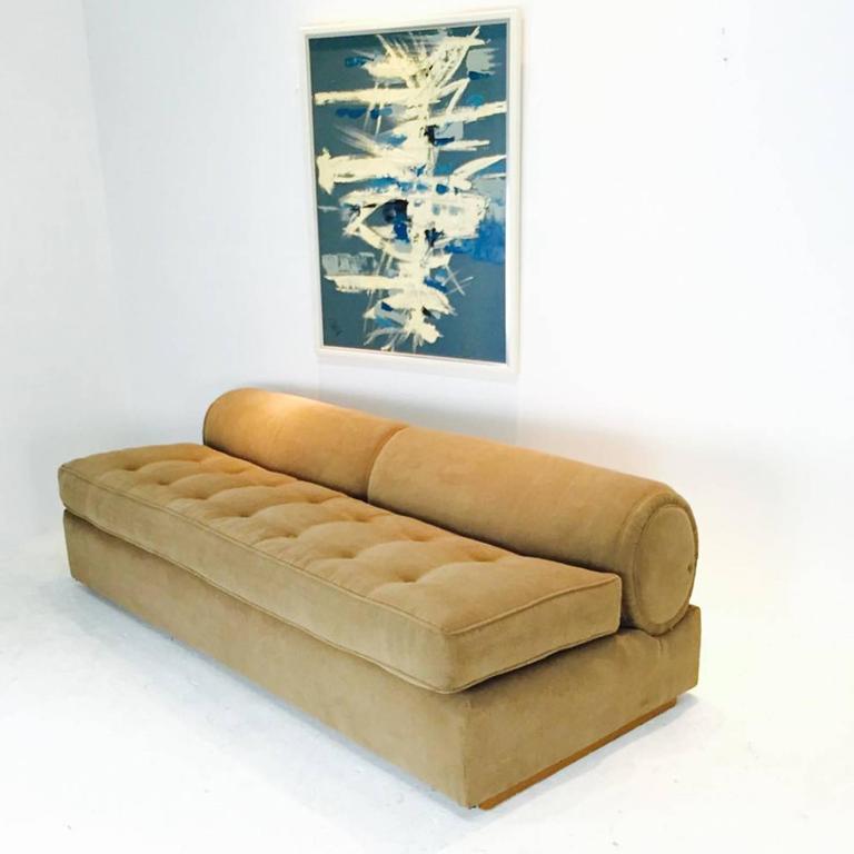 Bolster Back Slipper Sofa in the Style of Milo Baughman by Marge Carson at 1stDibs