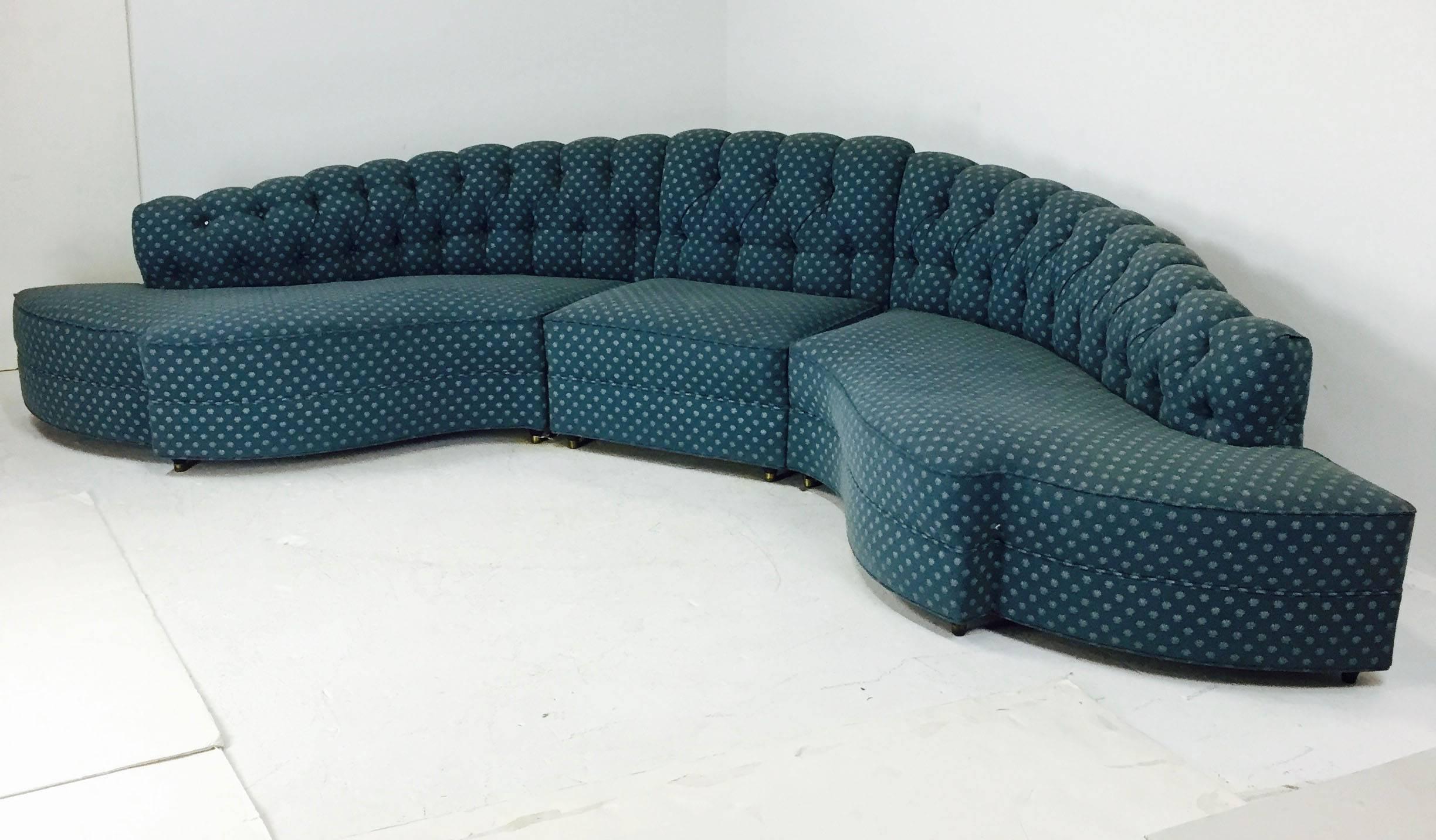 1930s three-piece sectional sofa. Upholstery is in good vintage condition, but new upholstery is recommended.

Dimensions: 144