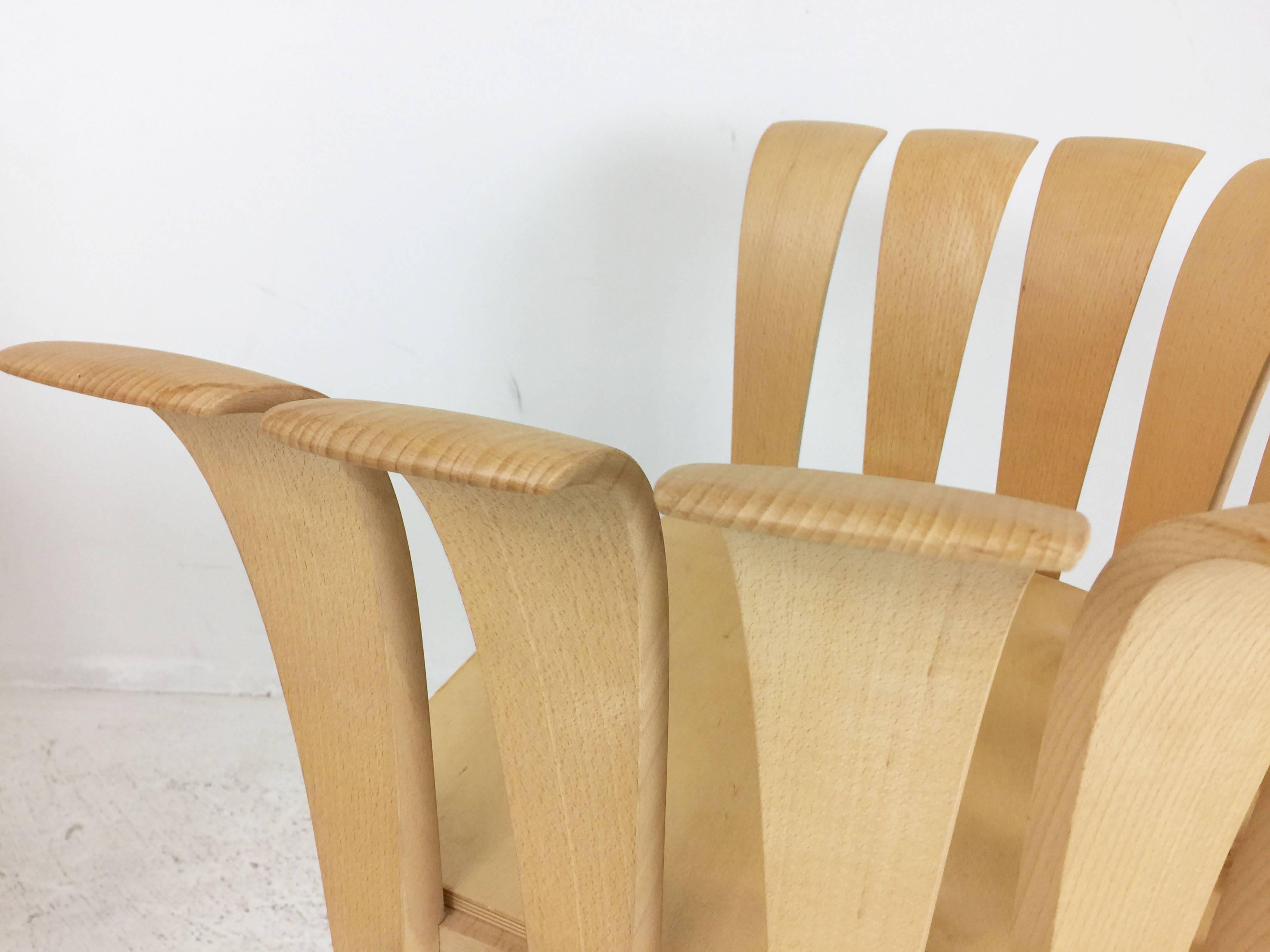 20th Century Pair of Sculptural Wood Petal Style Armchairs