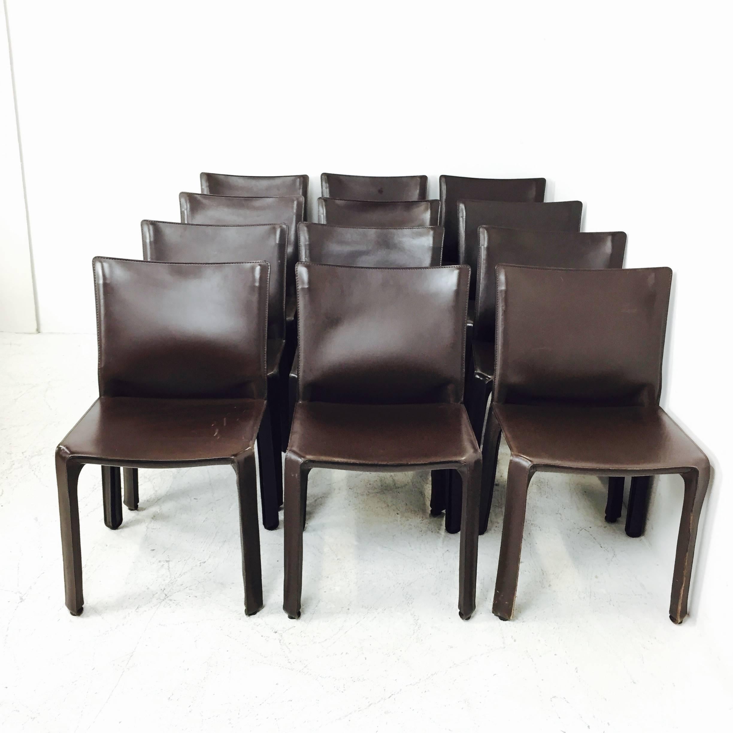 Espresso Brown Mario Bellini Cab Leather Dining Chairs (3 Available) 1