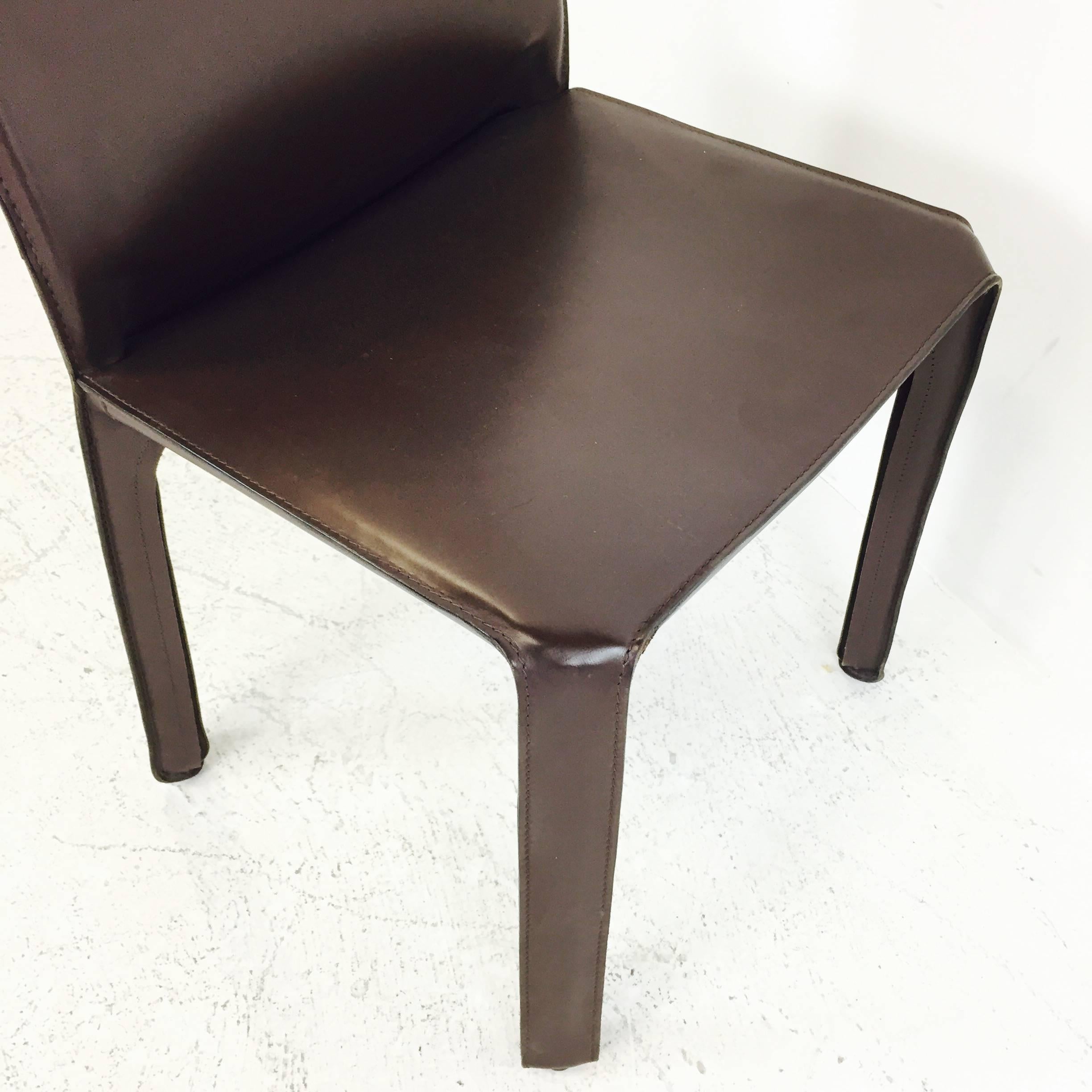 20th Century Espresso Brown Mario Bellini Cab Leather Dining Chairs (3 Available)