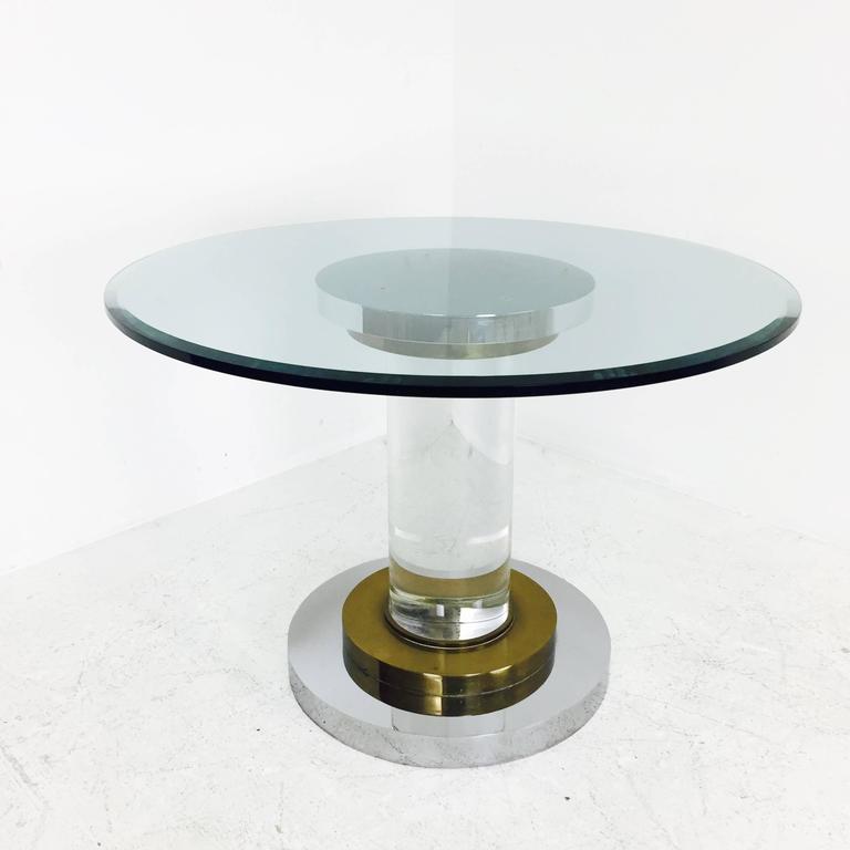 Lucite and Glass Pedestal Dining Table by Romeo Rega at 1stDibs