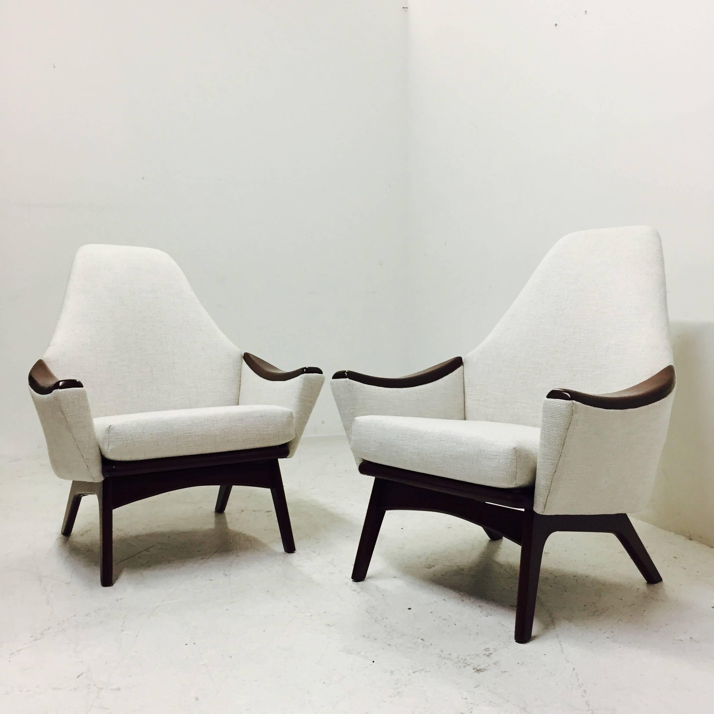 Upholstery Pair of Adrian Pearsall High Back Lounge Chairs for Craft Associates