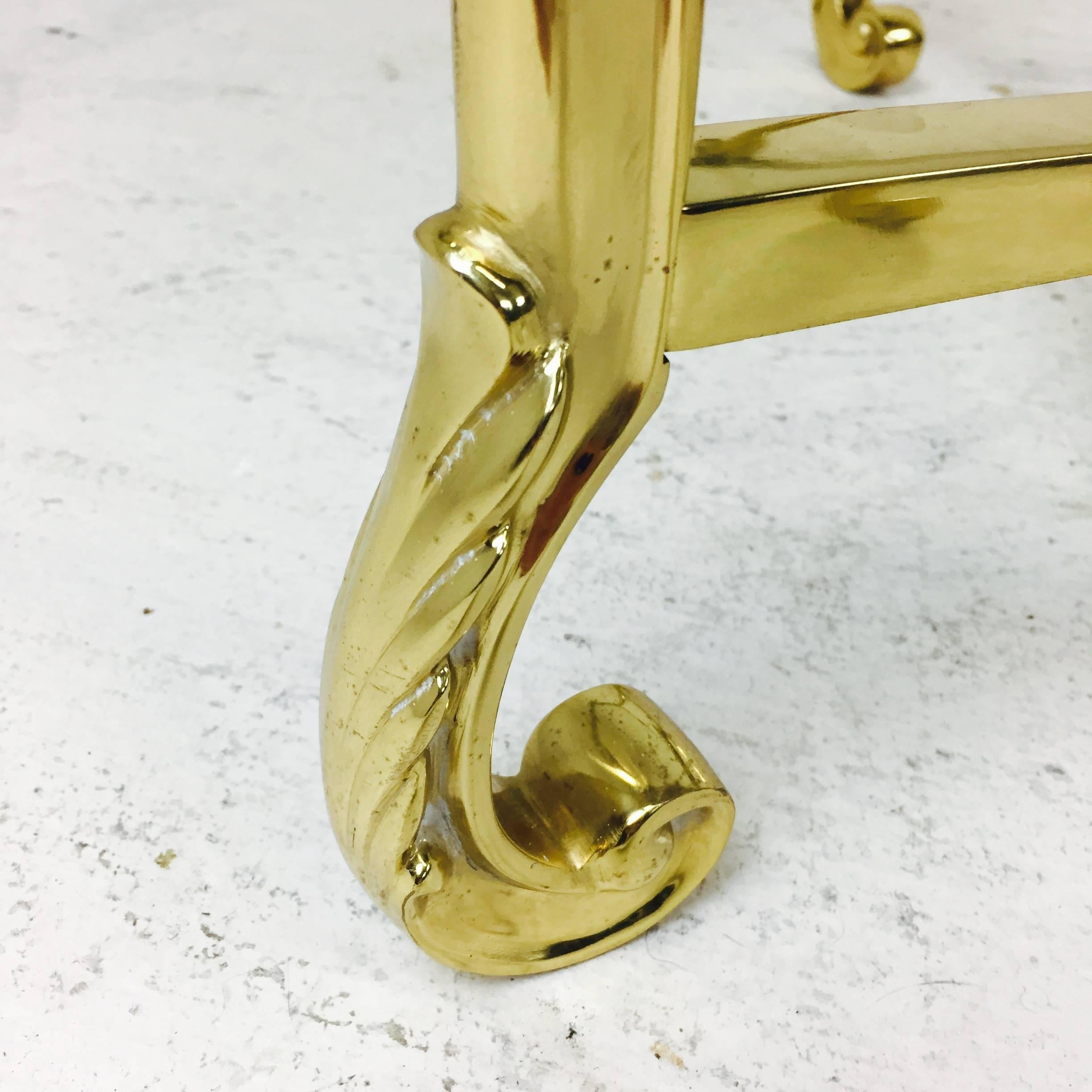 Plated Hollywood Regency Scalloped Edge Brass and Glass Coffee Table by Labarge