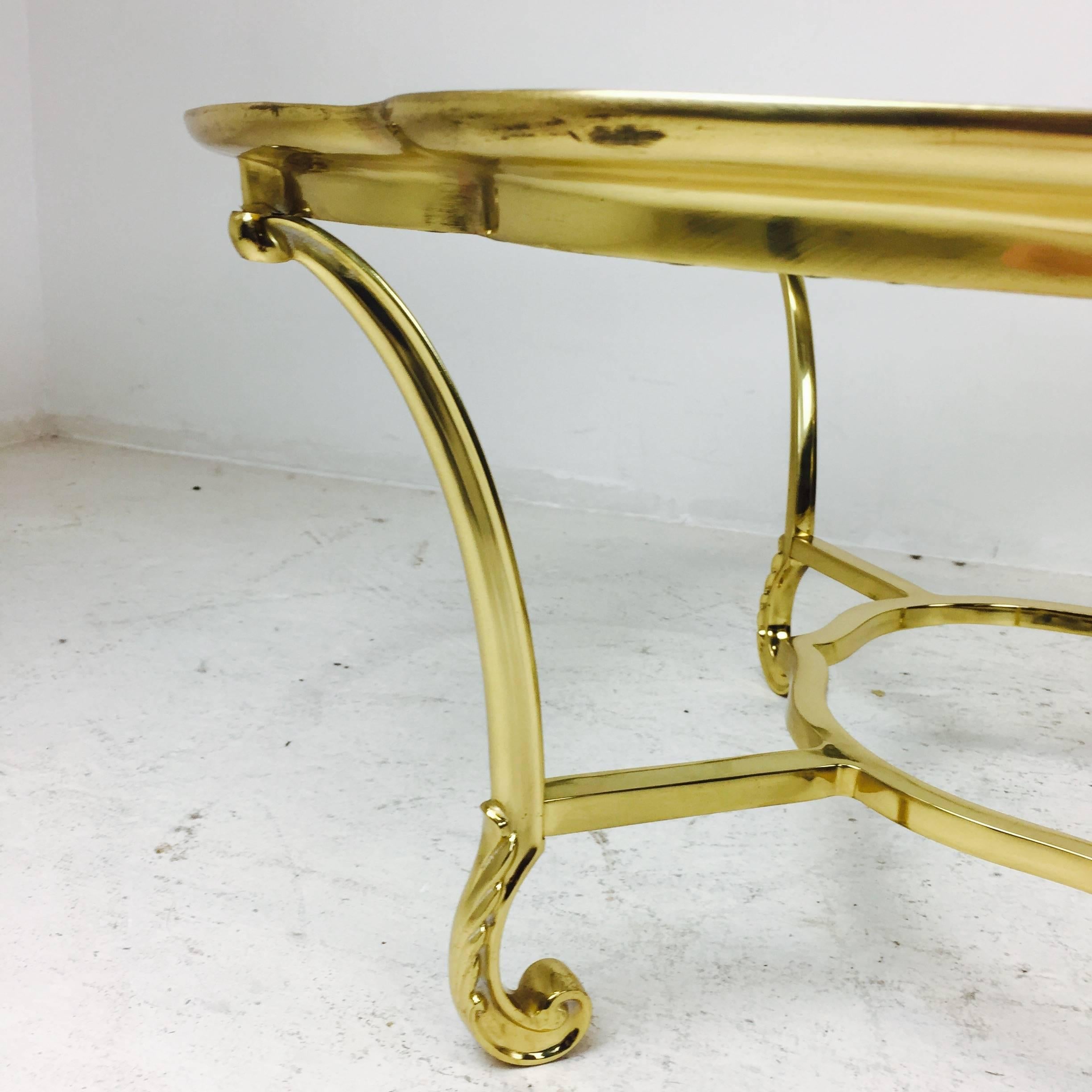 hollywood regency brass coffee table