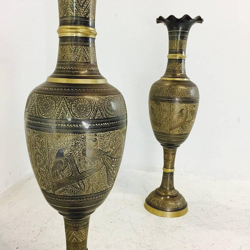 etched brass vase from india value