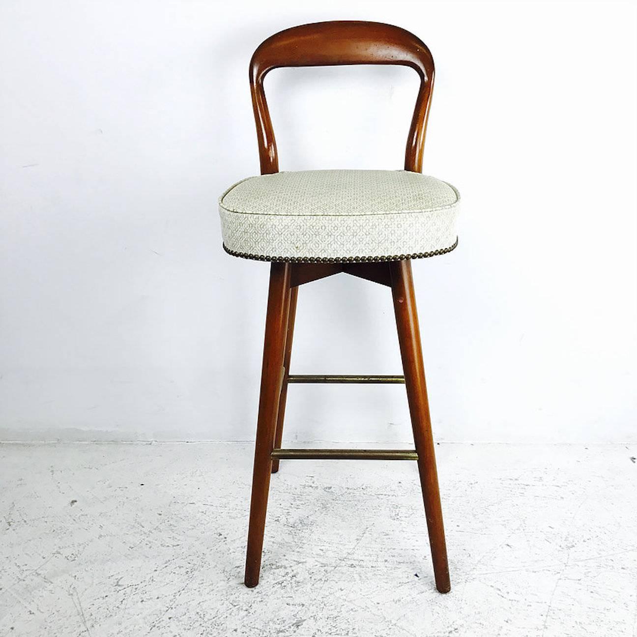 Mid-Century Modern Set of Four Open Back MCM Bar Stools in the Style of Edward Wormley