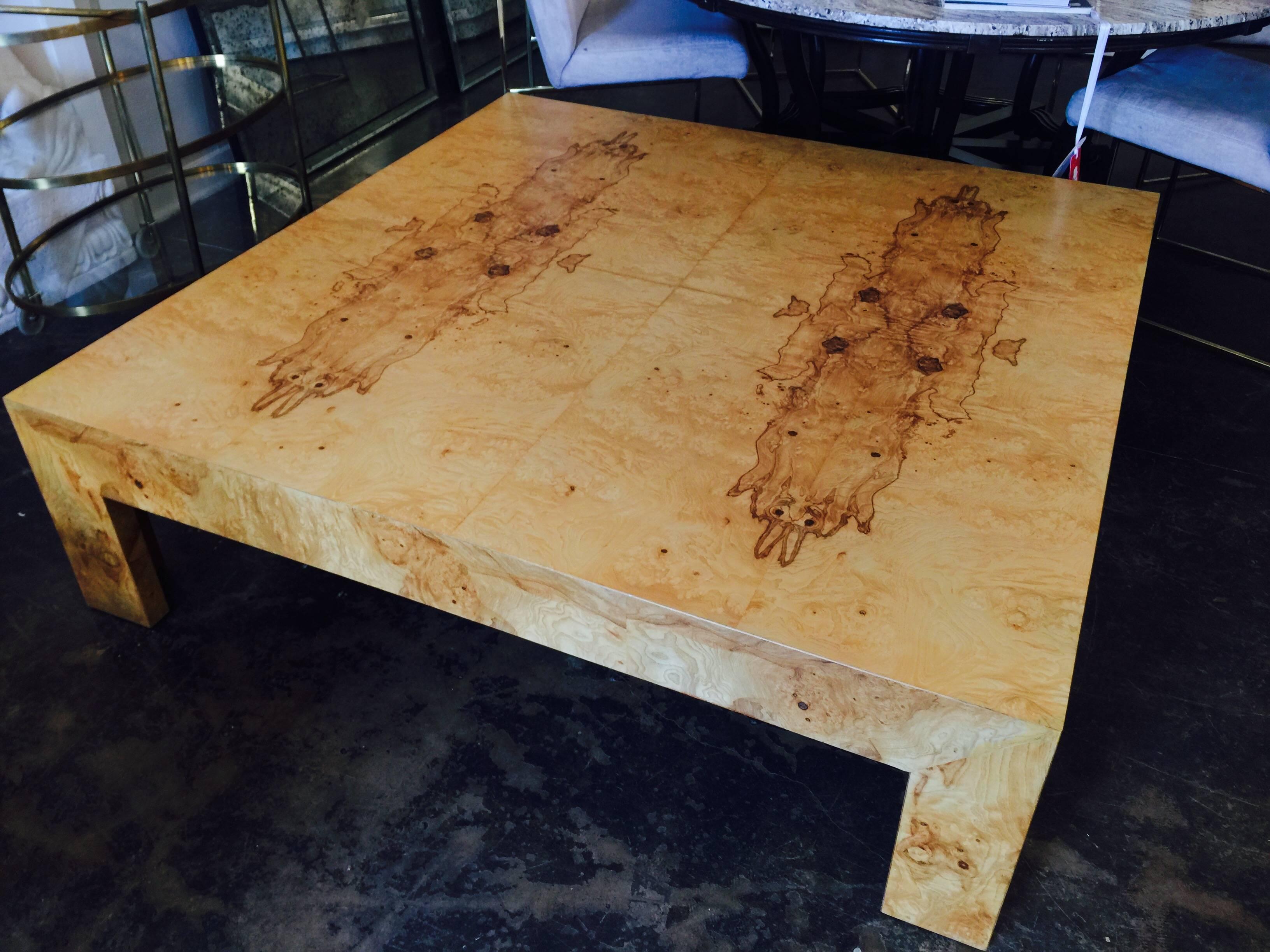 Mid-Century Modern Monumental Milo Baughman Burl Wood Coffee Table