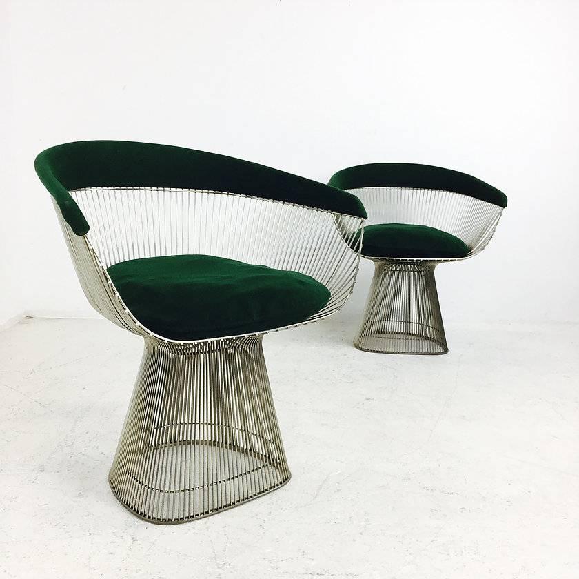 Mid-Century Modern Pair of Stainless Warren Platner Chairs