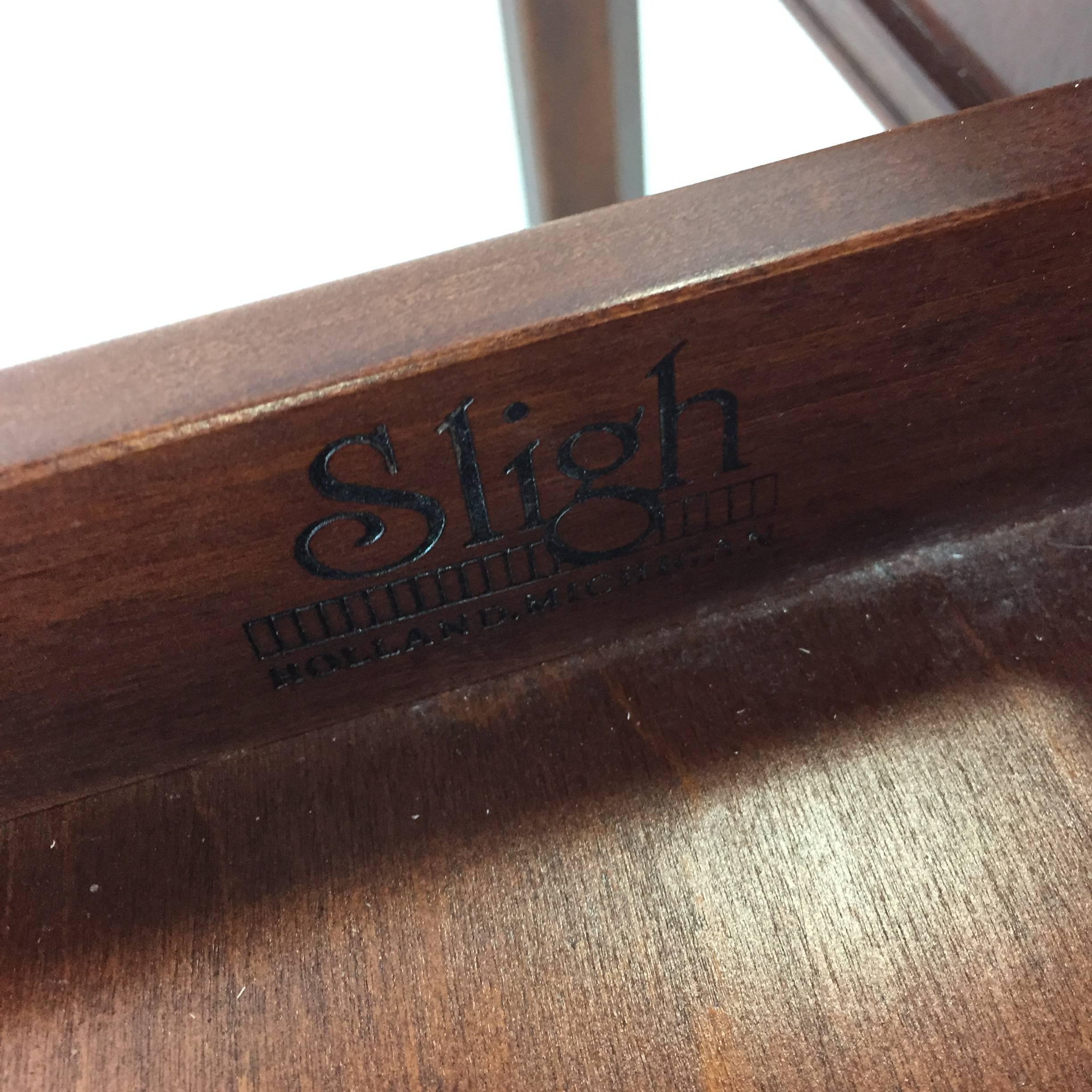 Writing Desk with Leather Panel Top by Sligh In Good Condition In Dallas, TX