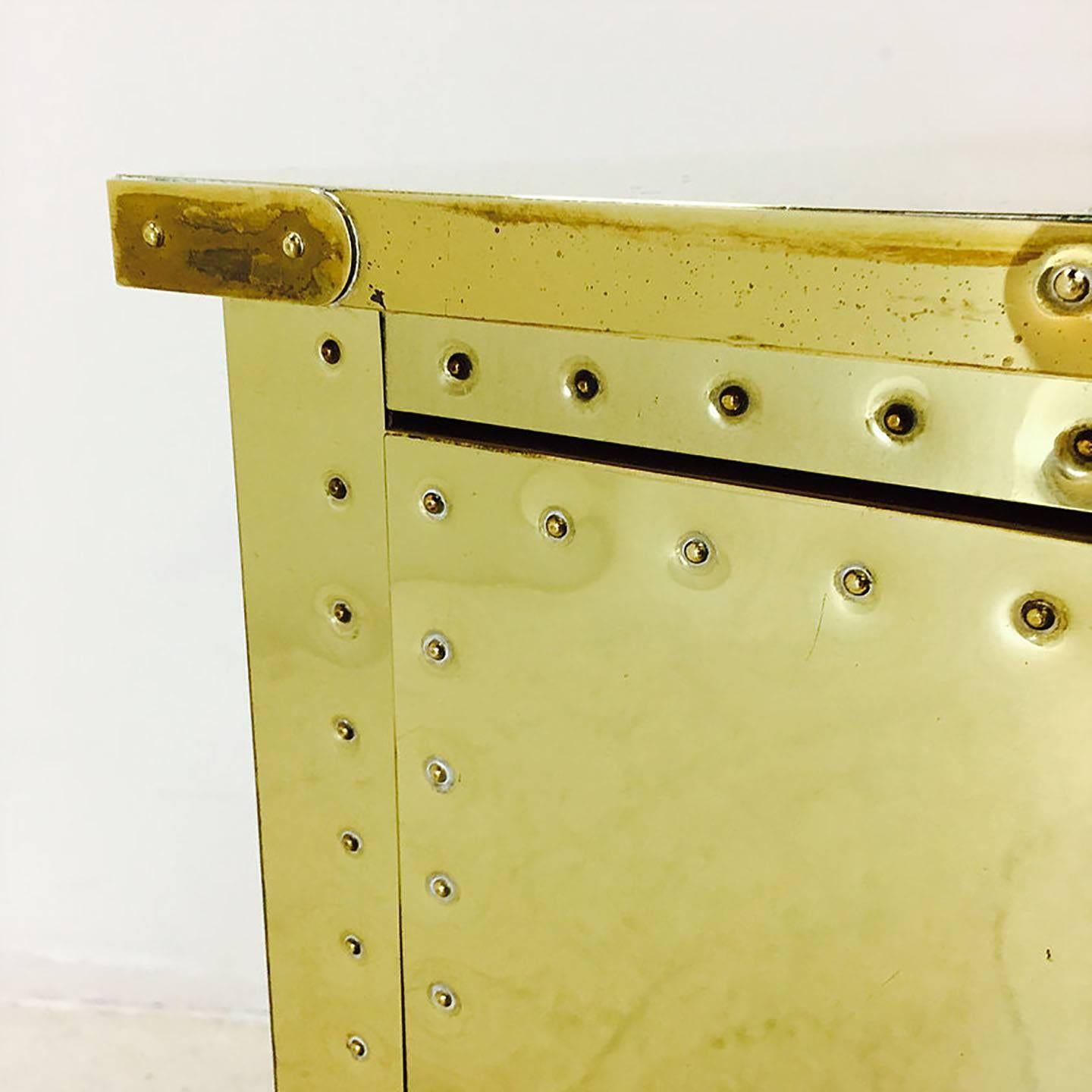 Pair of Brass Sarreid Side Tables or Nightstands 2