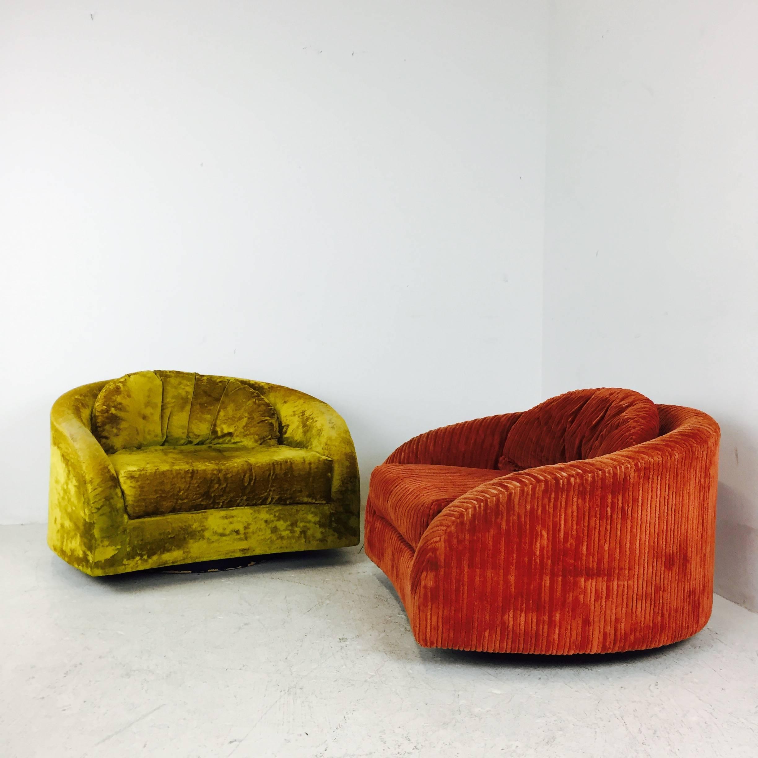 20th Century Pair of Monumental Swivel Chairs by Adrian Pearsall