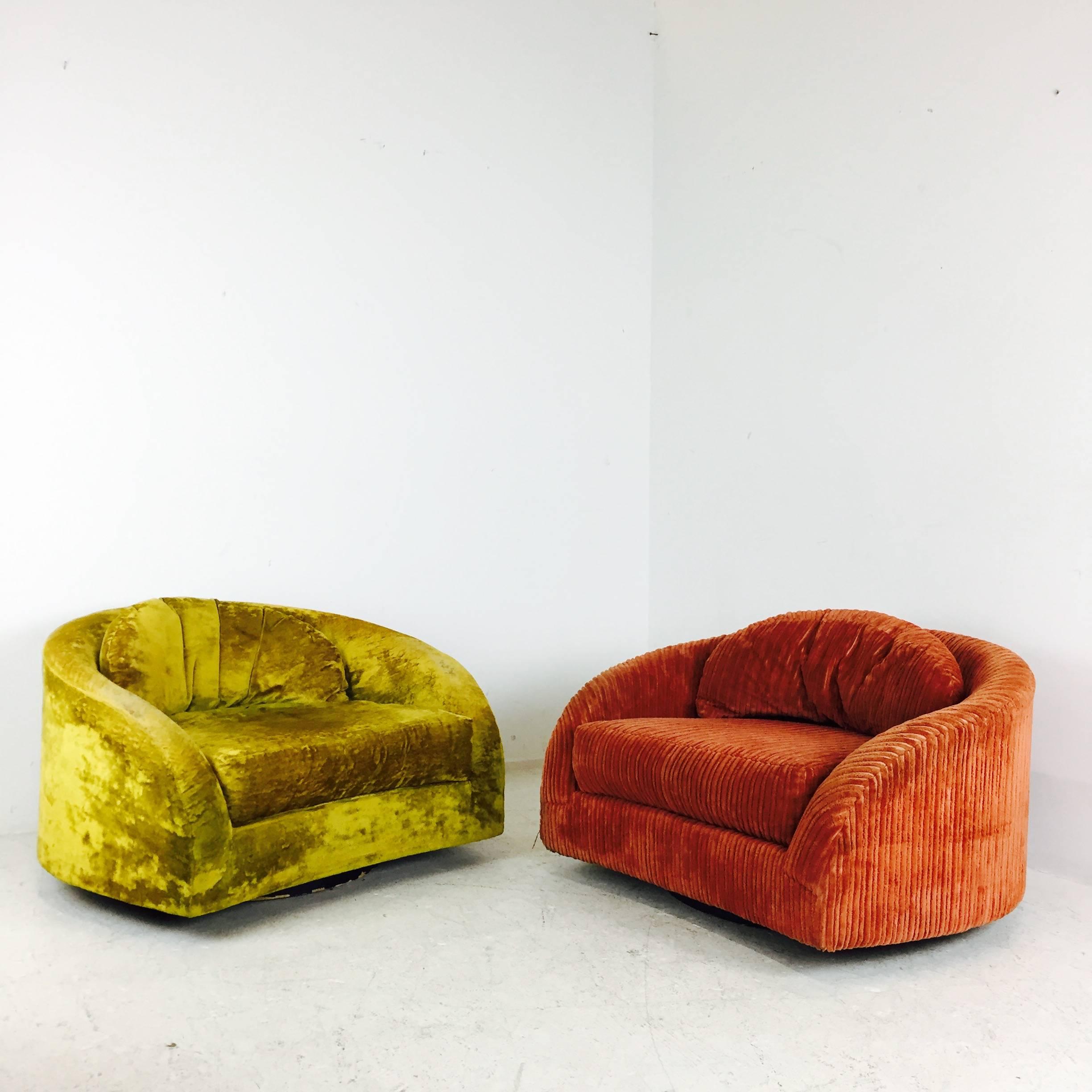 Mid-Century Modern Pair of Monumental Swivel Chairs by Adrian Pearsall