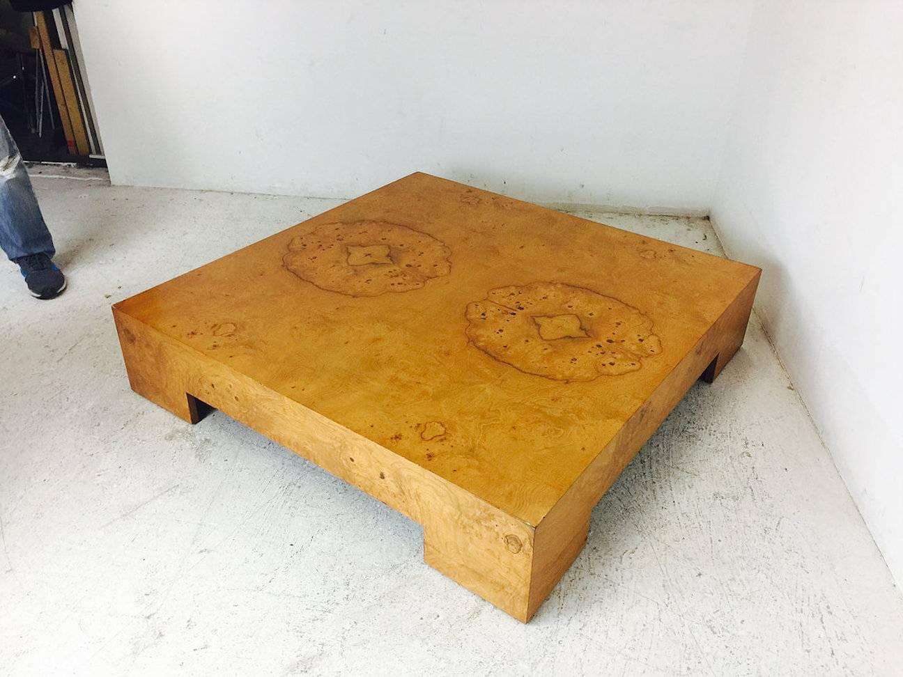 Mid-Century Modern Milo Baughman Burl Wood Coffee Table