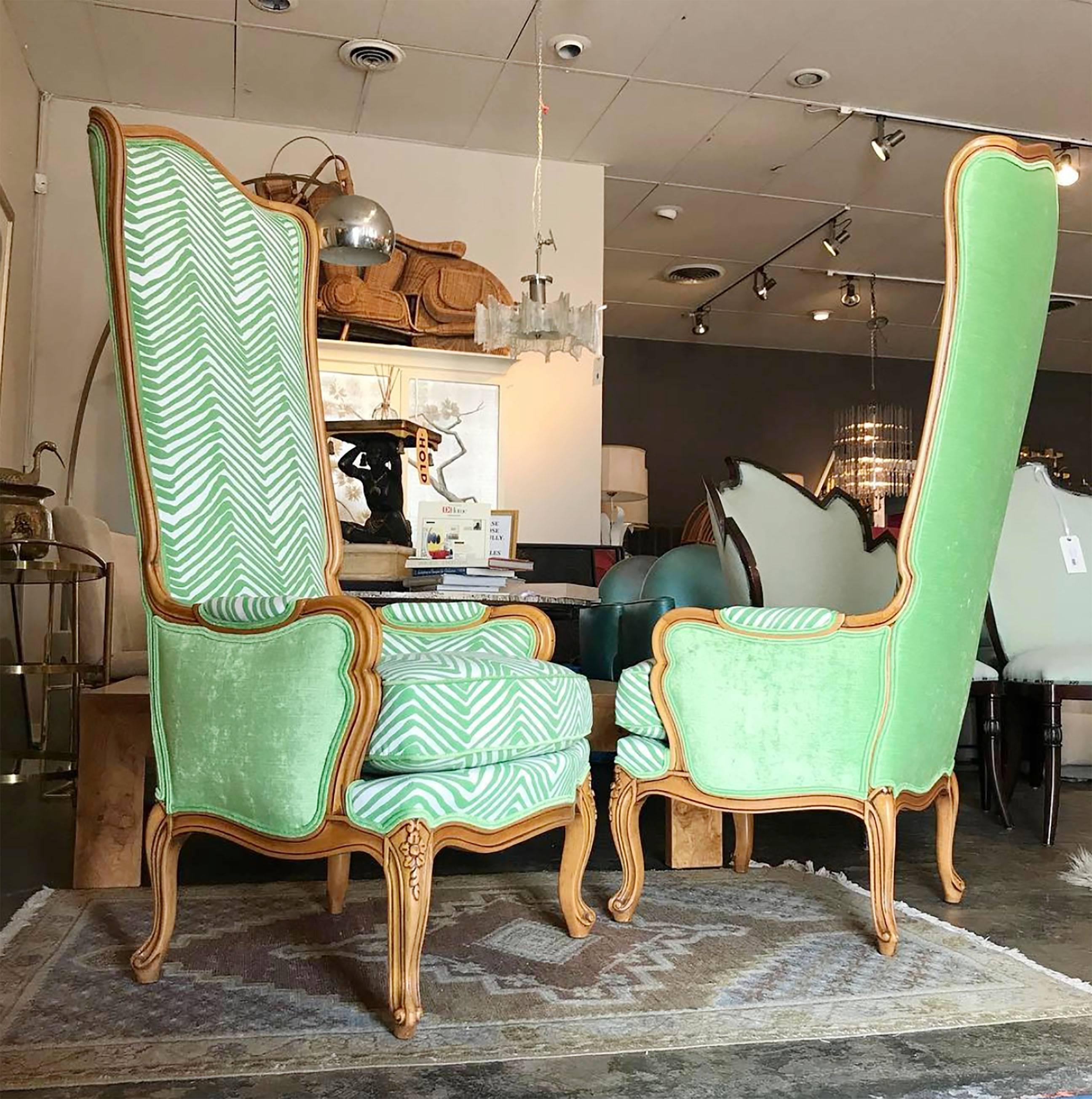 Hollywood Regency Tall Wingbacks in the Style of Marge Carson 3
