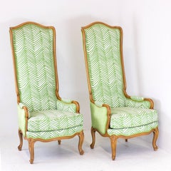 Hollywood Regency Tall Wingbacks in the Style of Marge Carson