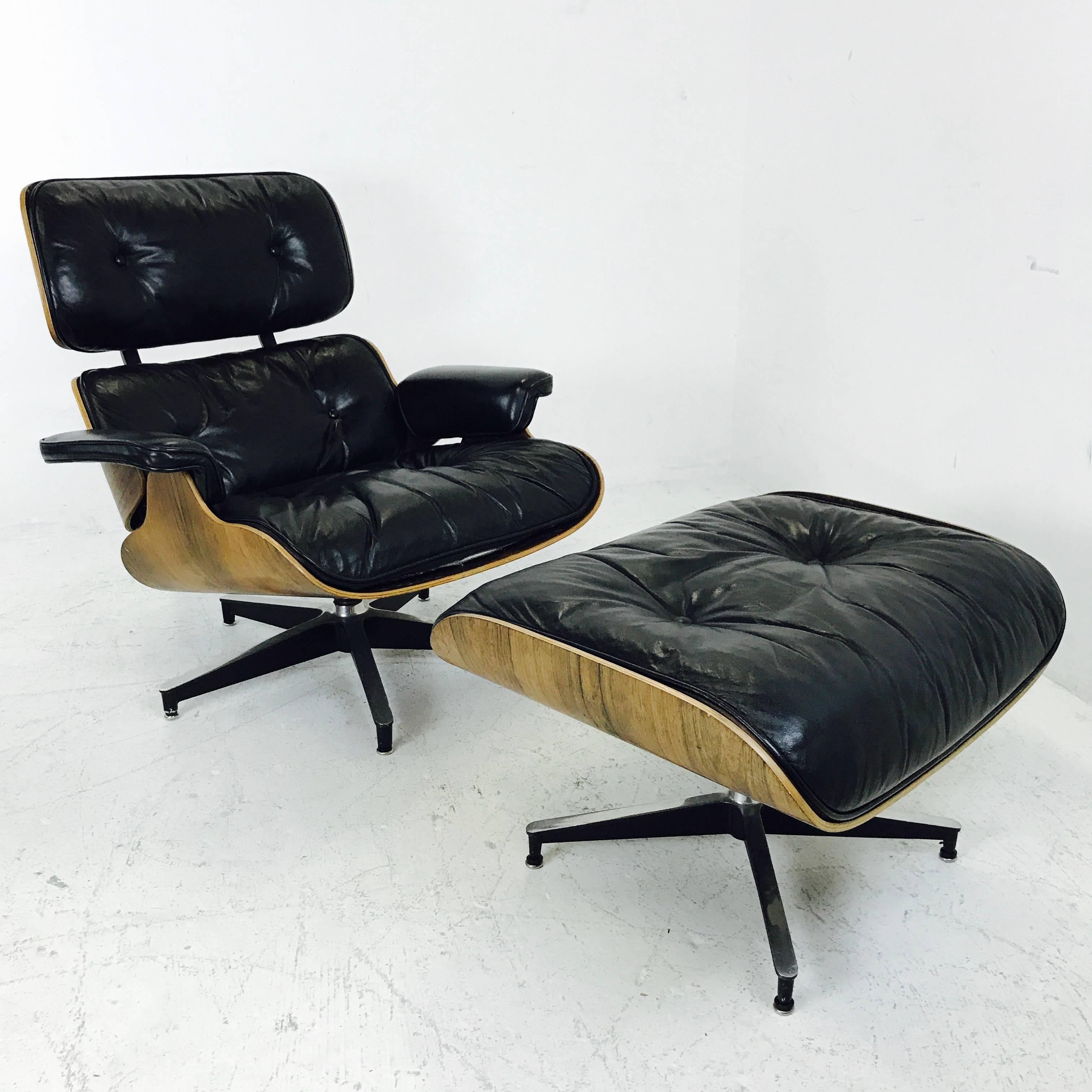 Mid-Century Modern Rosewood Eames Lounge Chair and Ottoman