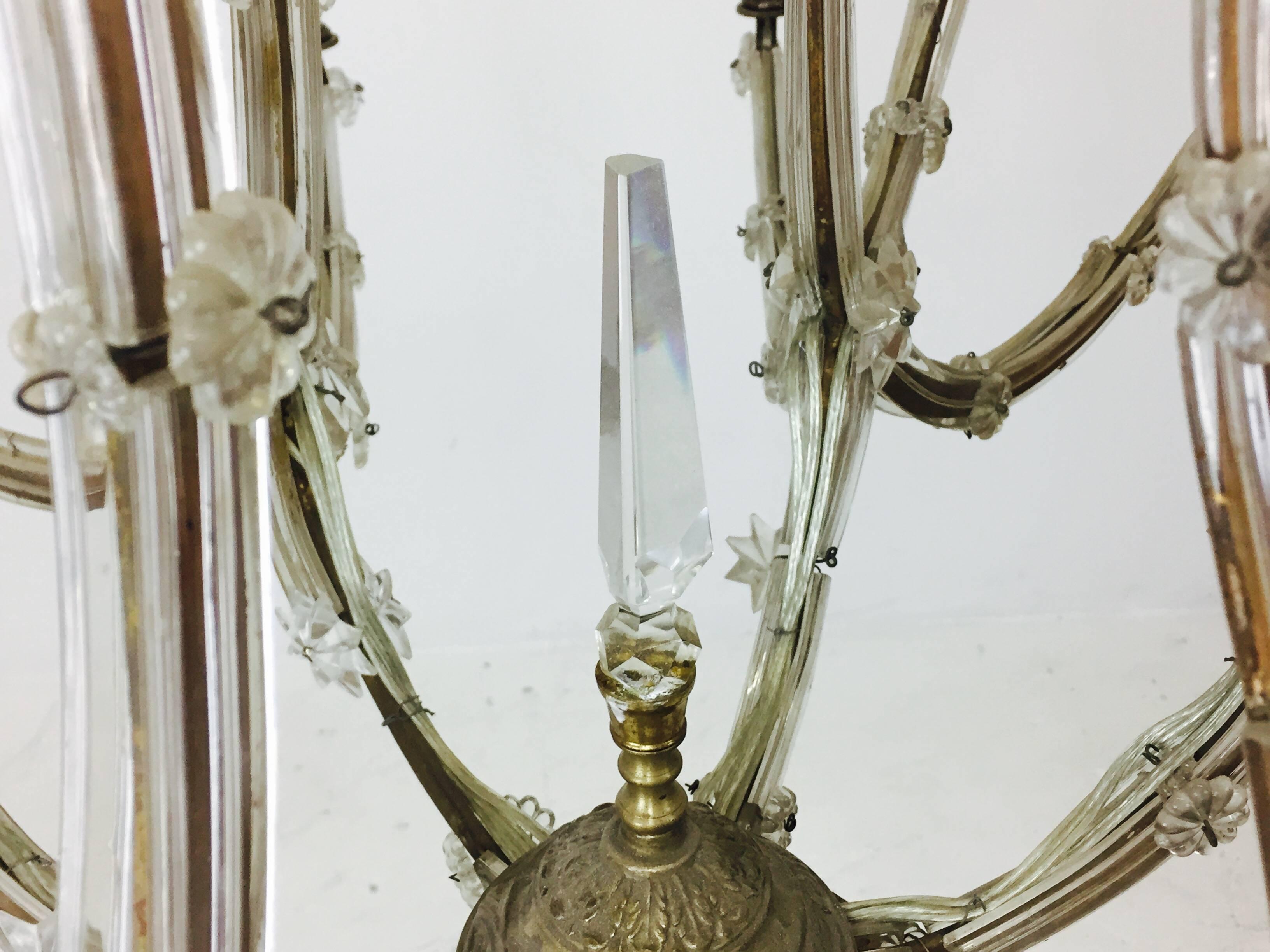 Maria Theresa Gold and Silver Crystal Chandelier In Good Condition For Sale In Dallas, TX
