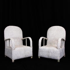 Paire de fauteuils tribaux Yoruba africains blancs perlés à la main