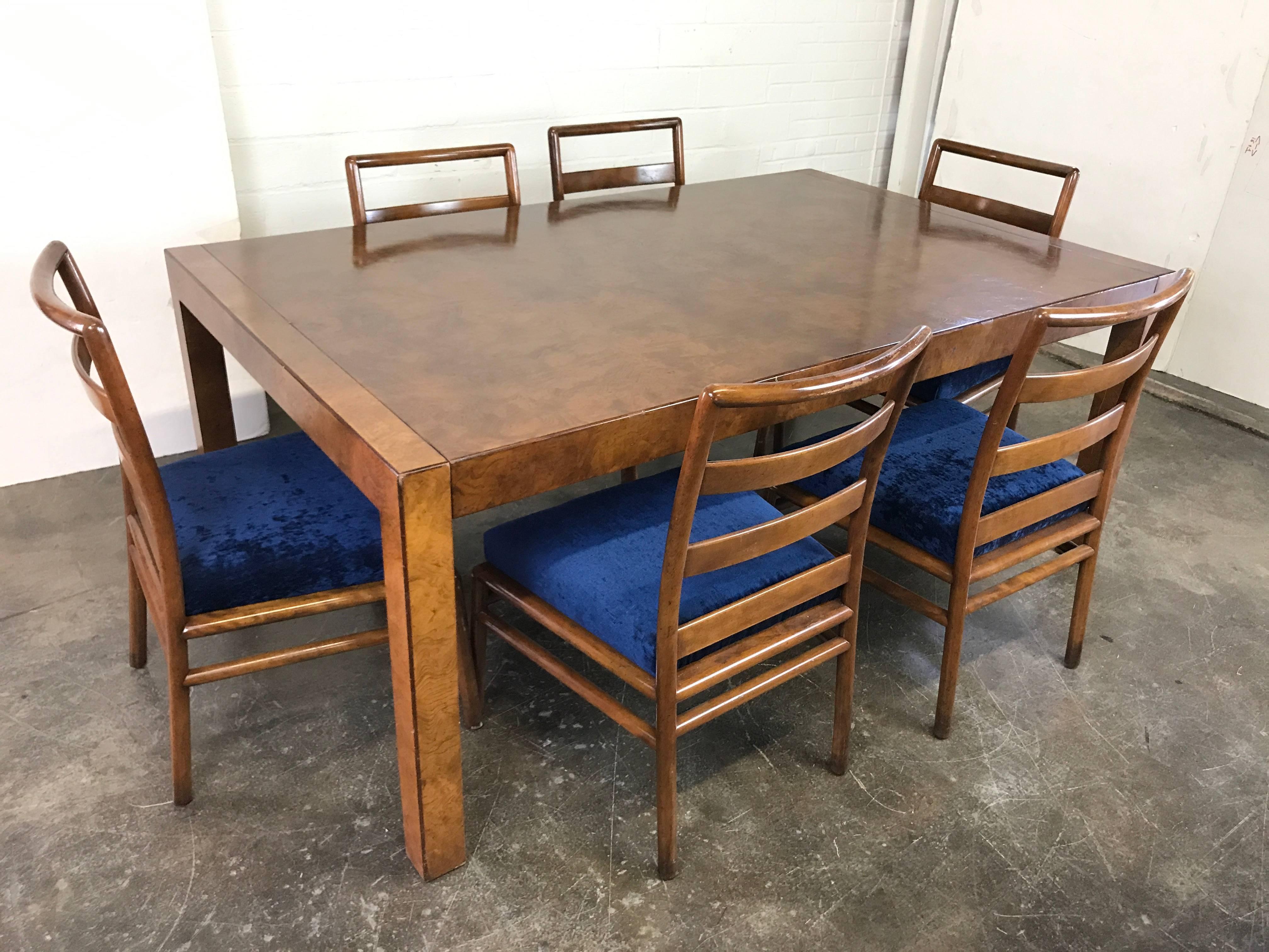 Burl Wood Parsons Style Dining Table by Widdicomb In Good Condition In Dallas, TX