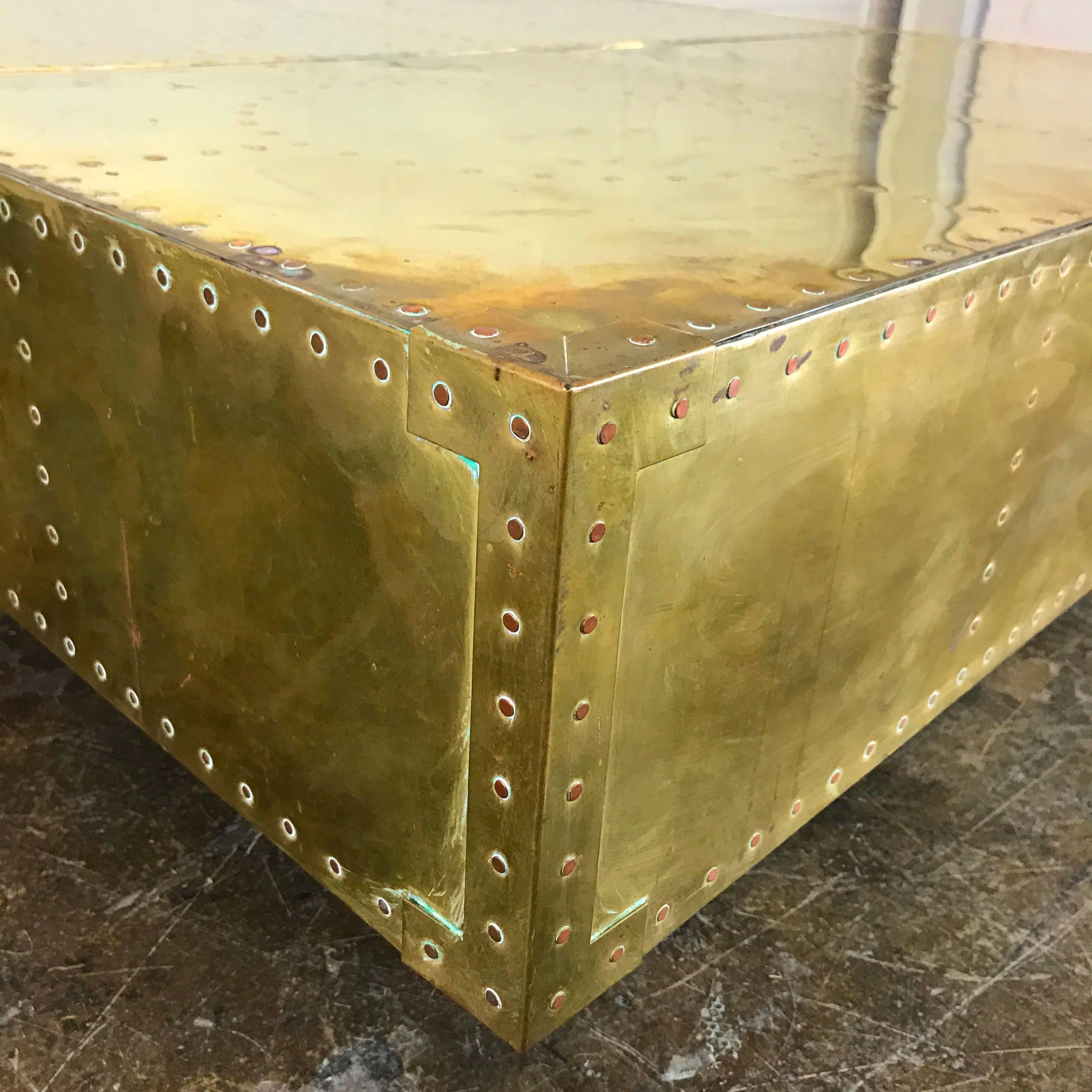 Mid-Century Modern Sarreid Brass Coffee Table