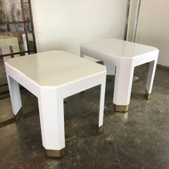 Pair of Raffia Side Tables by Harrison Van-Horn in the Style of Karl Springer