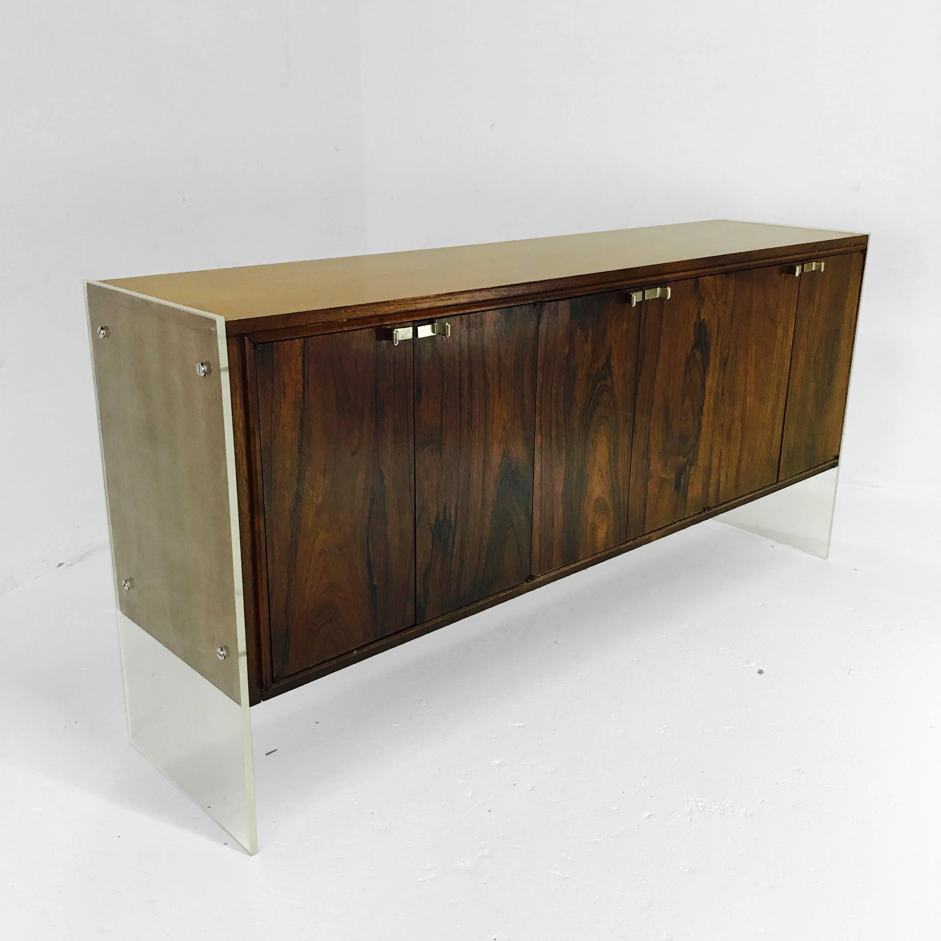Mid-Century Modern Lucite and Wood Credenza by Flair