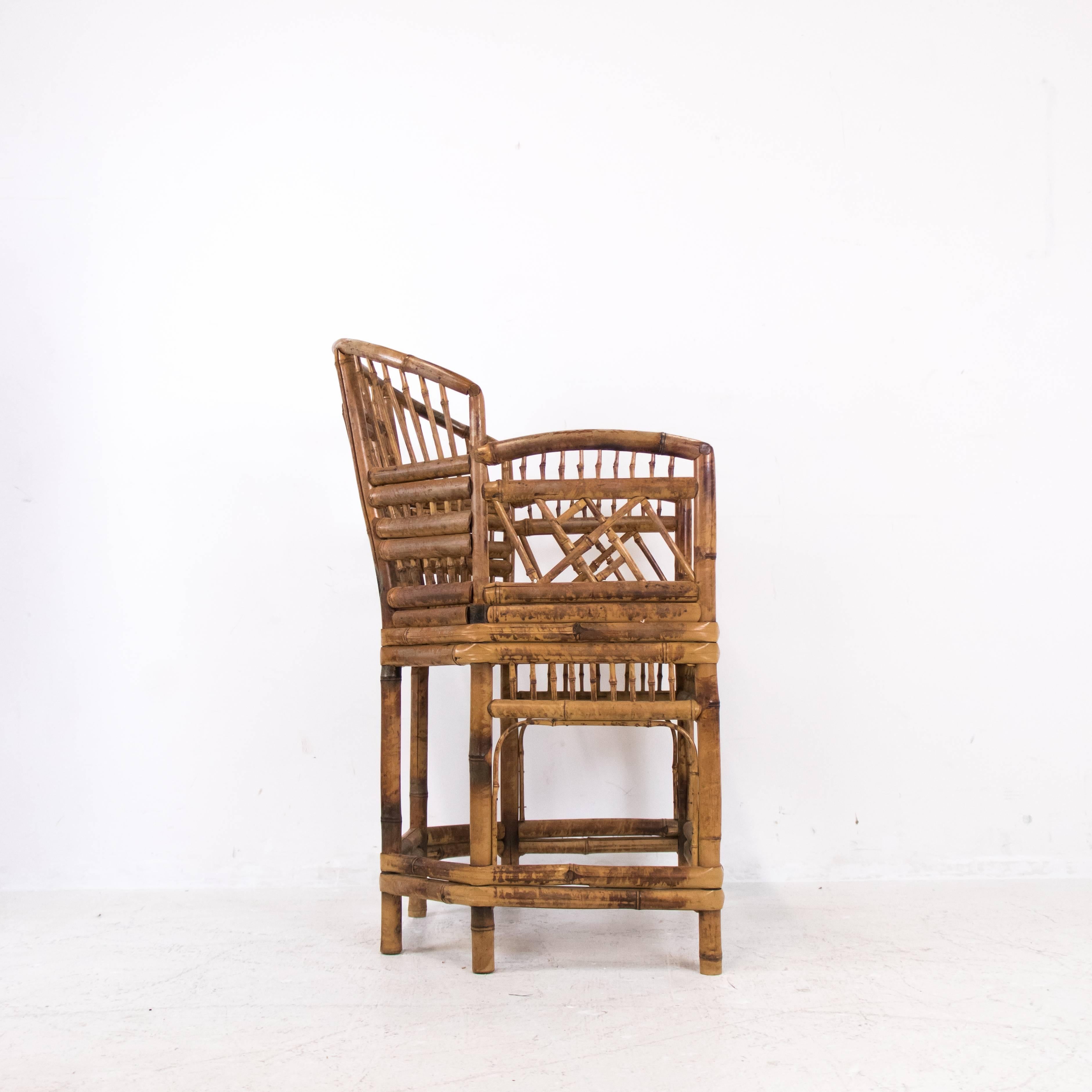 Pair of Rattan Chinoiserie Armchairs In Good Condition In Dallas, TX