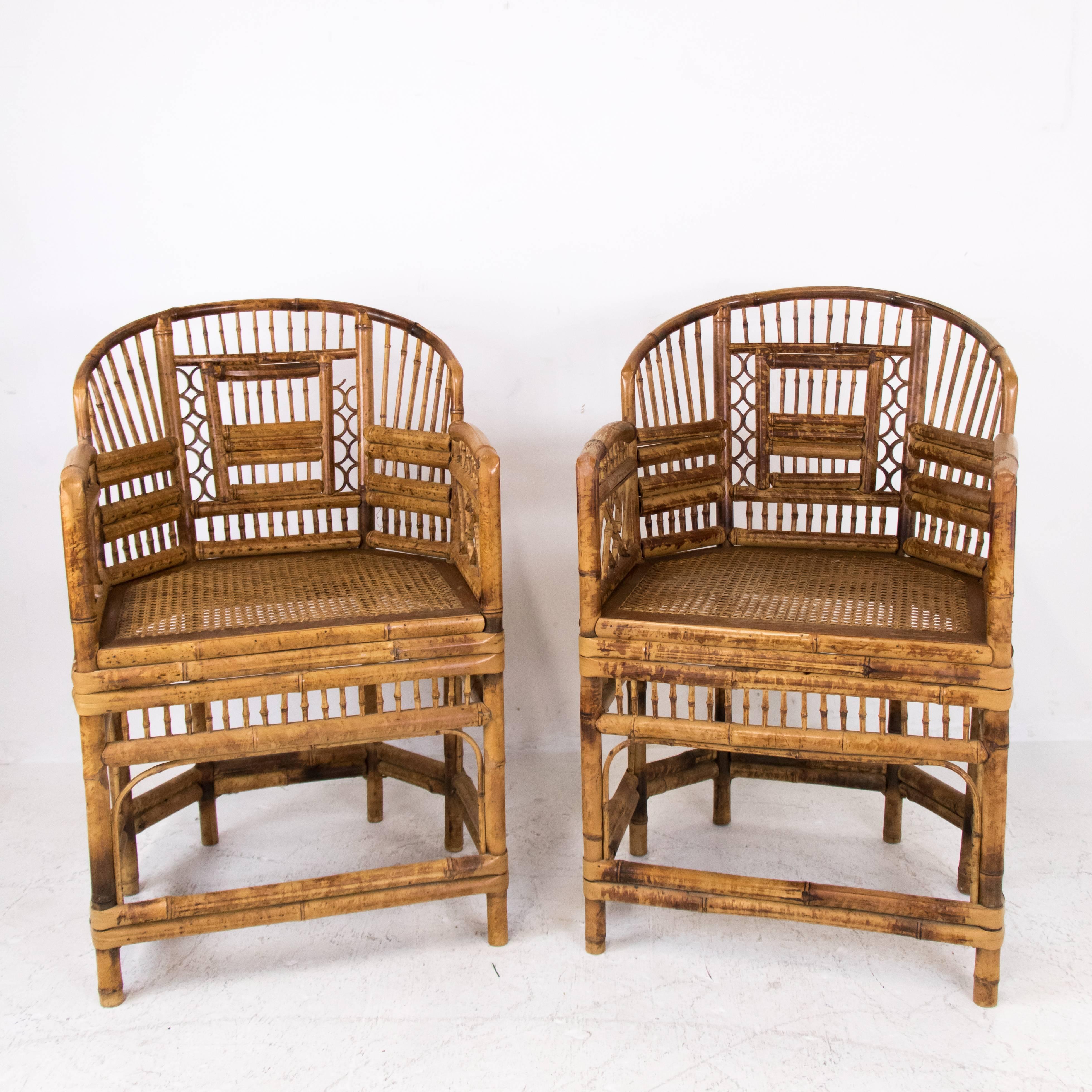 Pair of Rattan Chinoiserie Armchairs 1