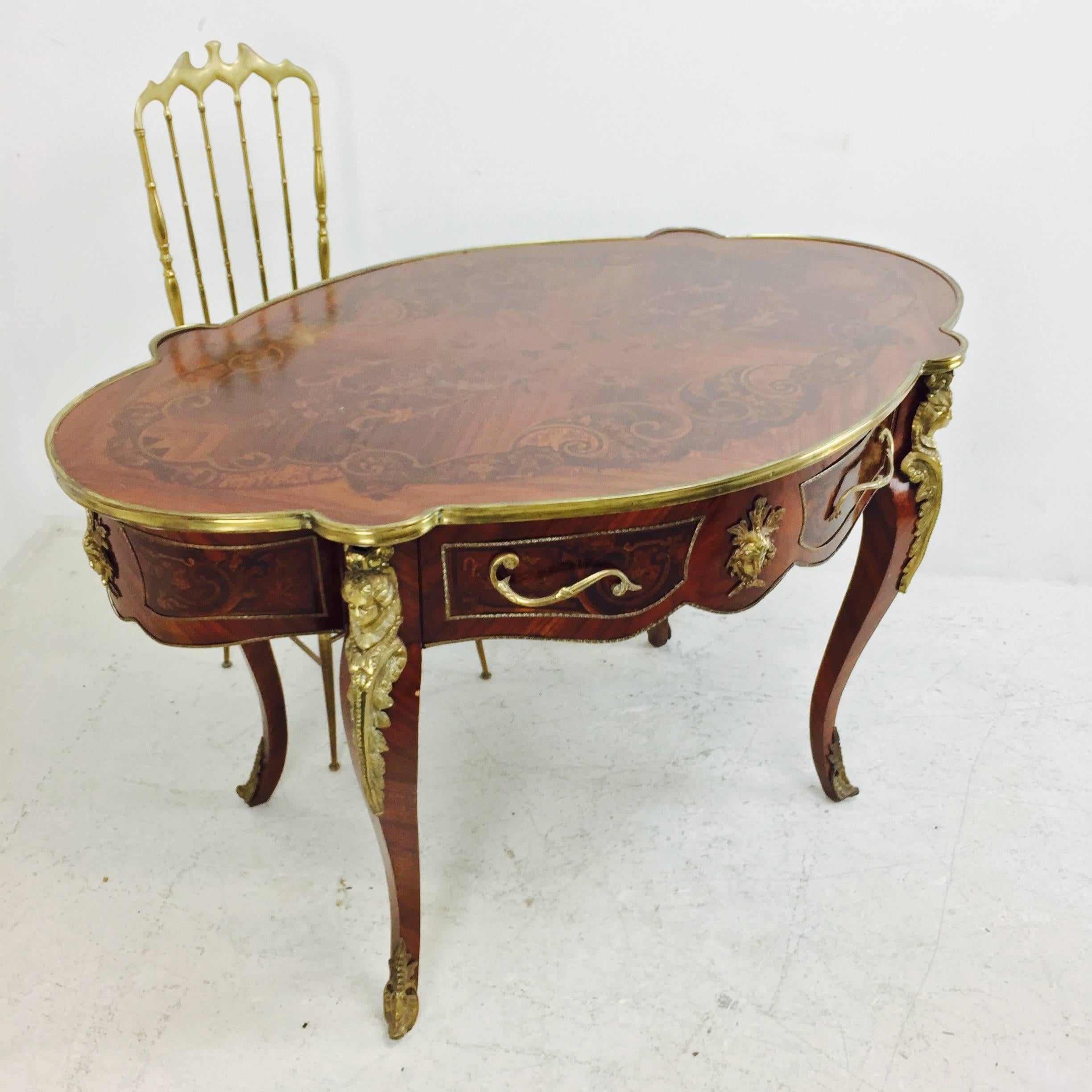 Louis XV Ormolu-Mounted Marquetry Inlay Desk in the style of Francois Linke