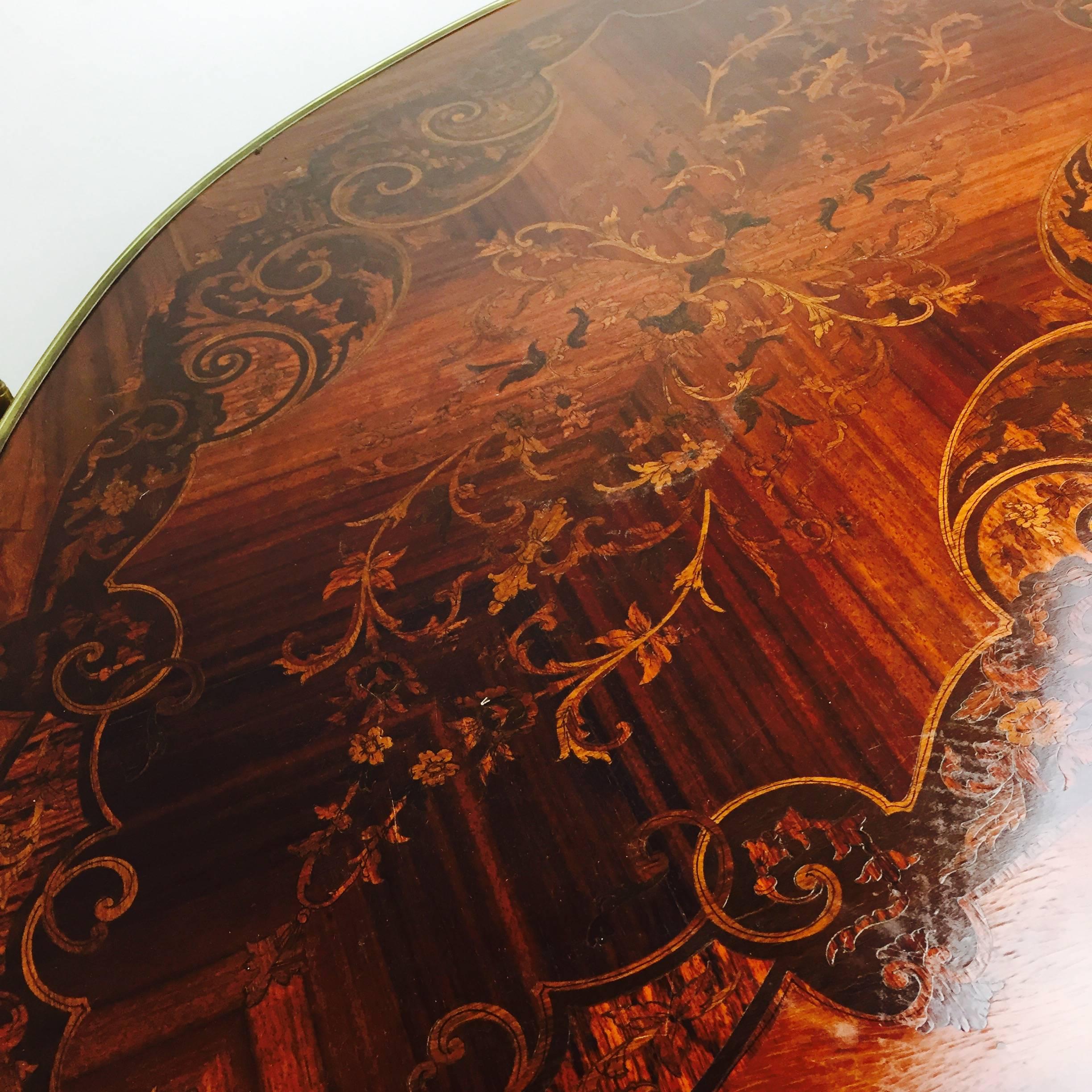Ormolu-Mounted Marquetry Inlay Desk in the style of Francois Linke In Good Condition In Dallas, TX
