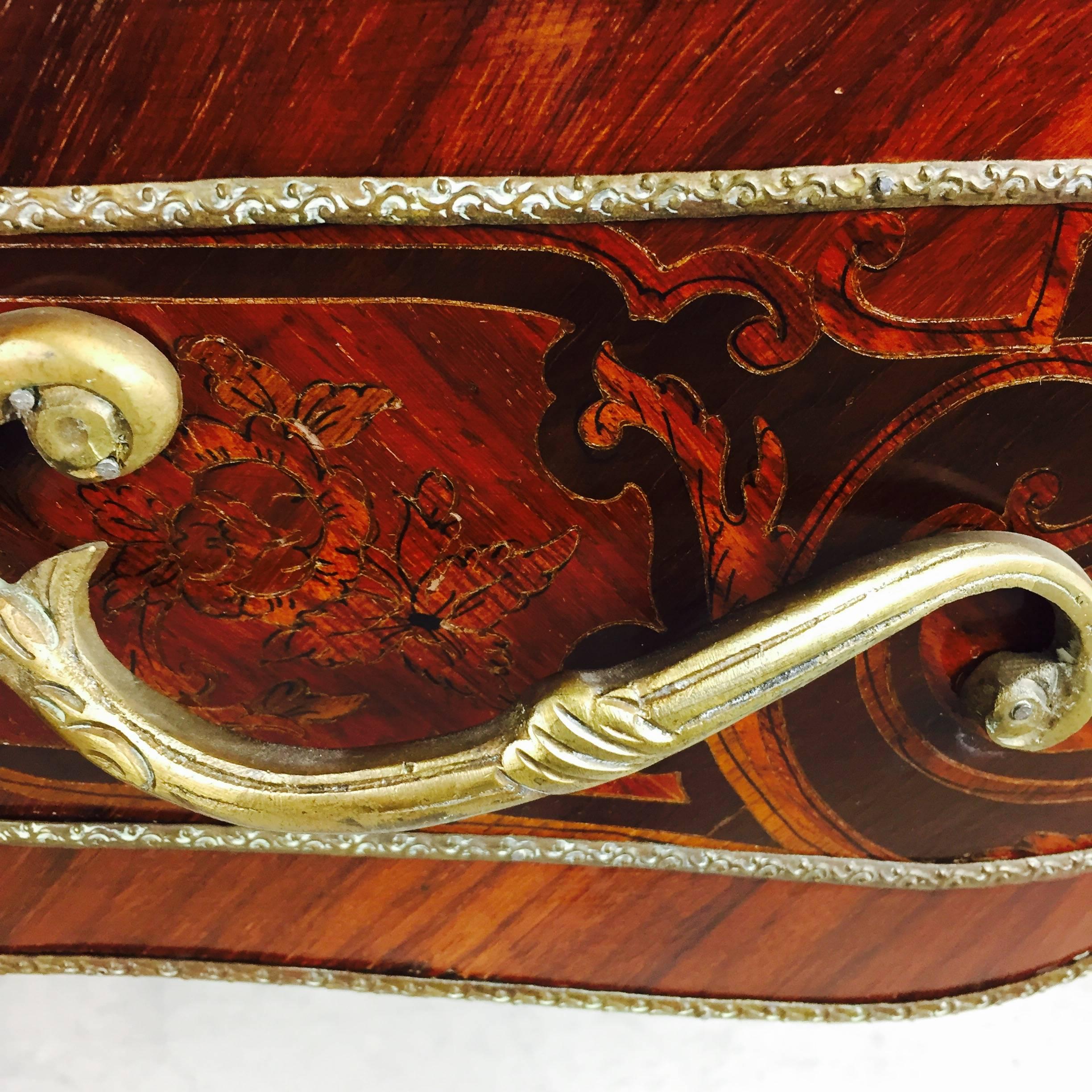 20th Century Ormolu-Mounted Marquetry Inlay Desk in the style of Francois Linke