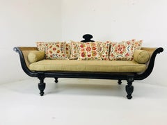West Indies Ebonized Teak Cane Settee