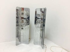 Pair of Three-Light Polished Chrome Mod Table Lamps by George Kovacs Lamp Co.